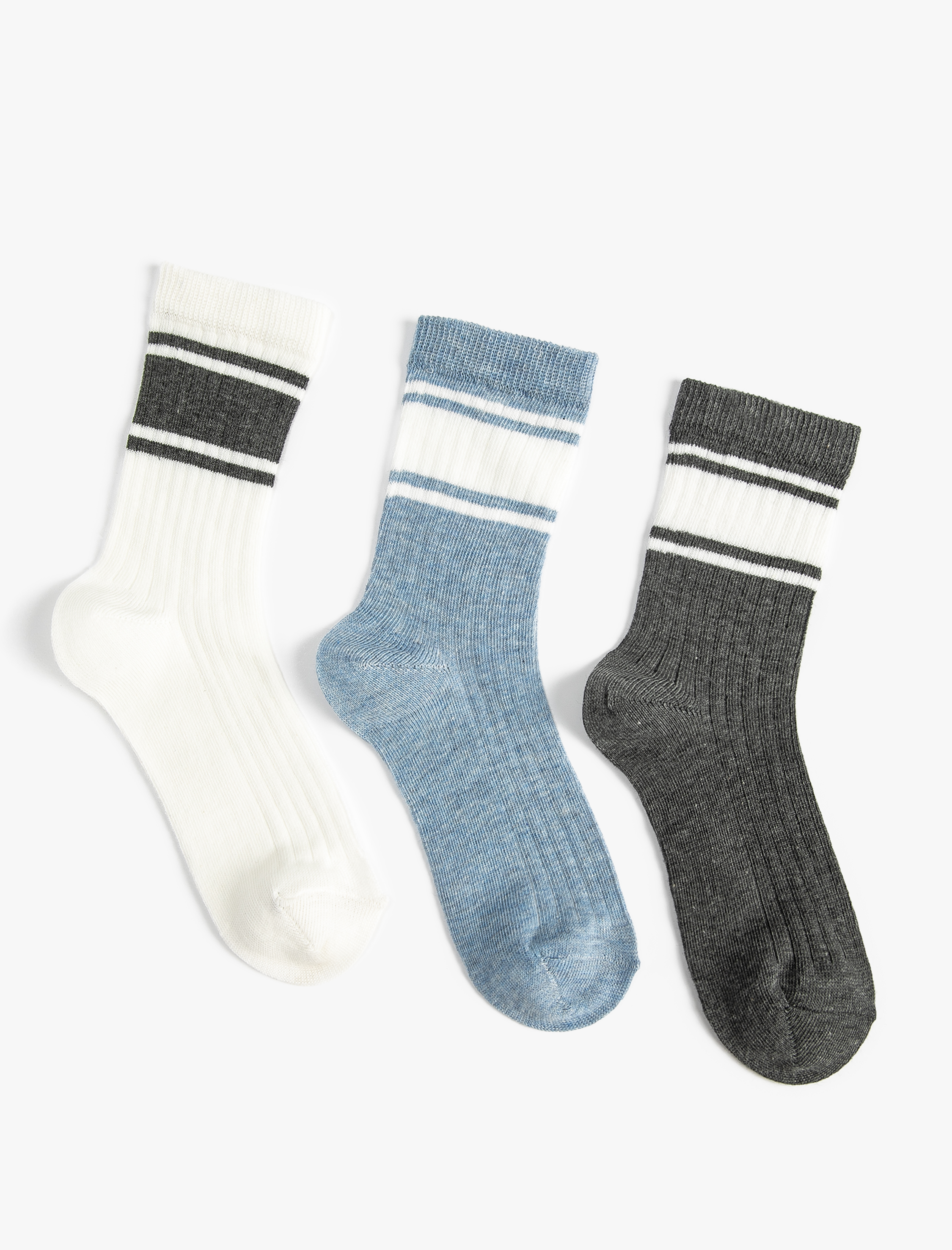 Erkek Çocuk Çorap 3’lü Çizgili Pamuk Karışımlı