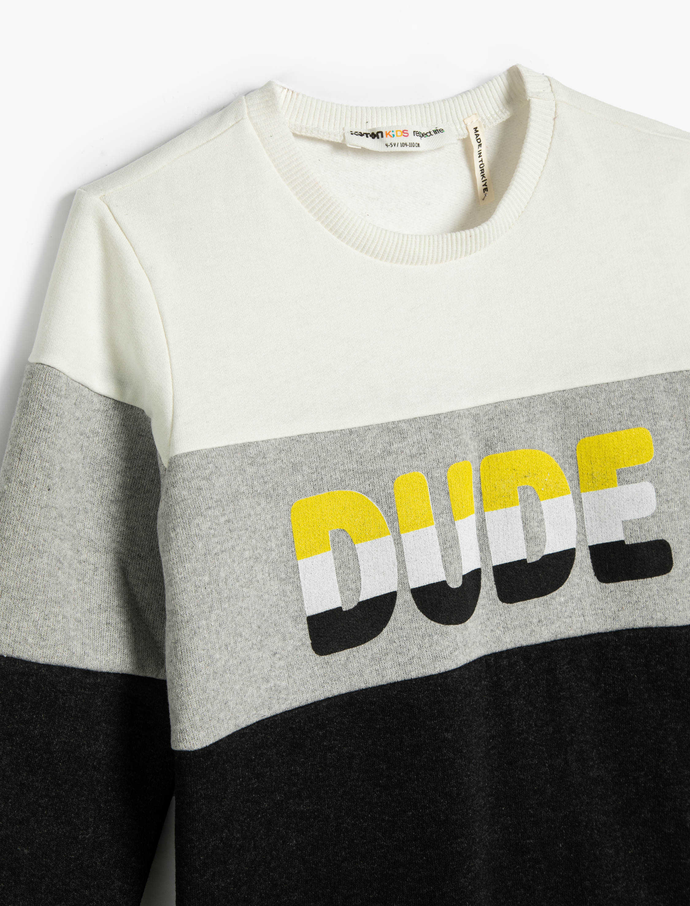  Erkek Çocuk Sweatshirt Şardonlu Renk Bloklu Bisiklet Yaka Baskılı