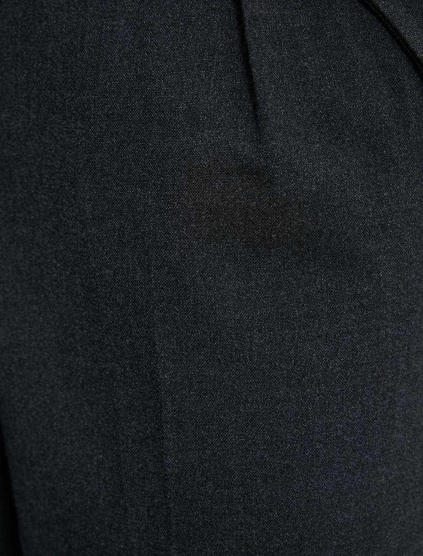   Kumaş Pantolon Düğmeli Cep Detaylı Normal Bel