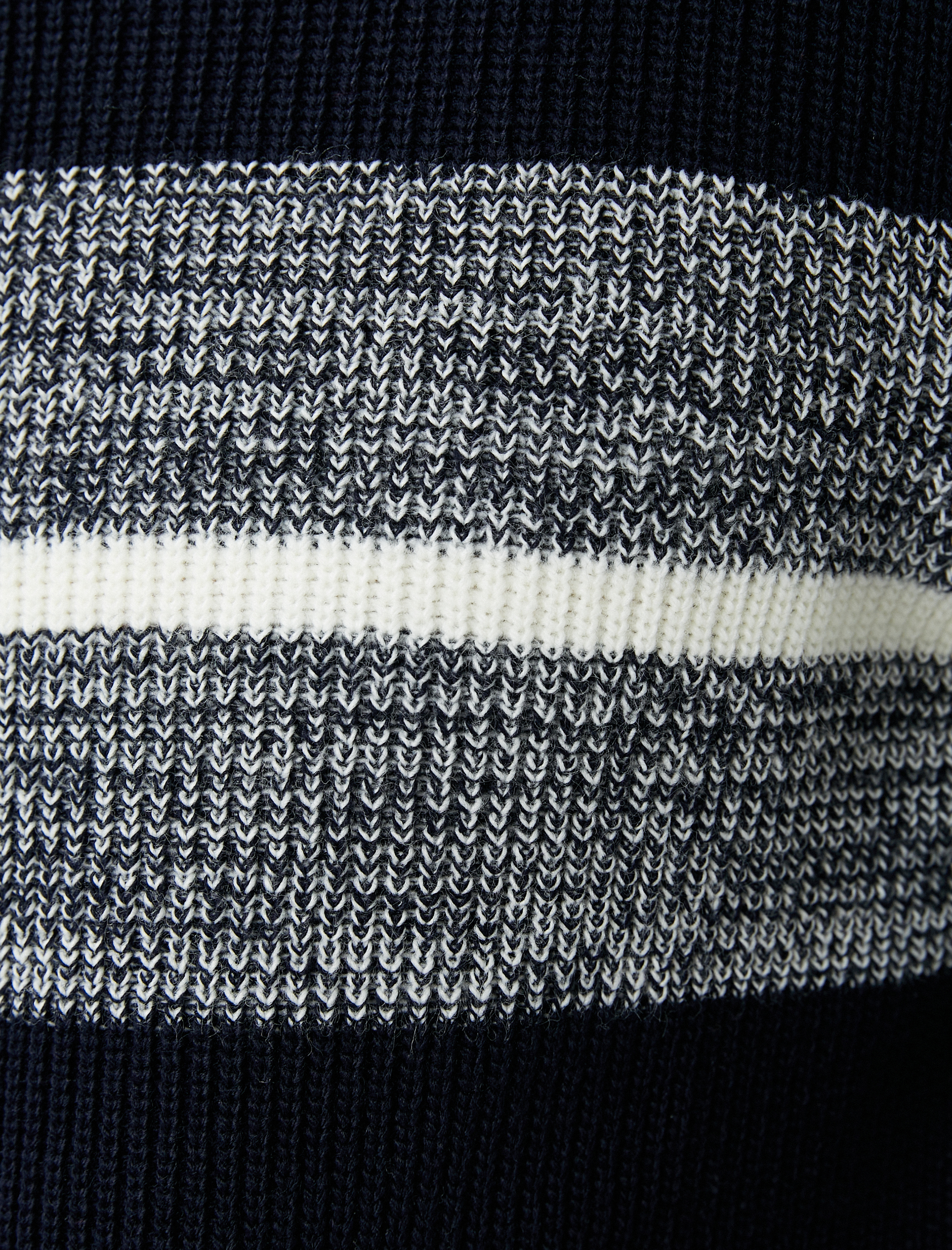   Bisiklet Yaka Kazak Slim Fit Renk Bloklu Uzun Kollu