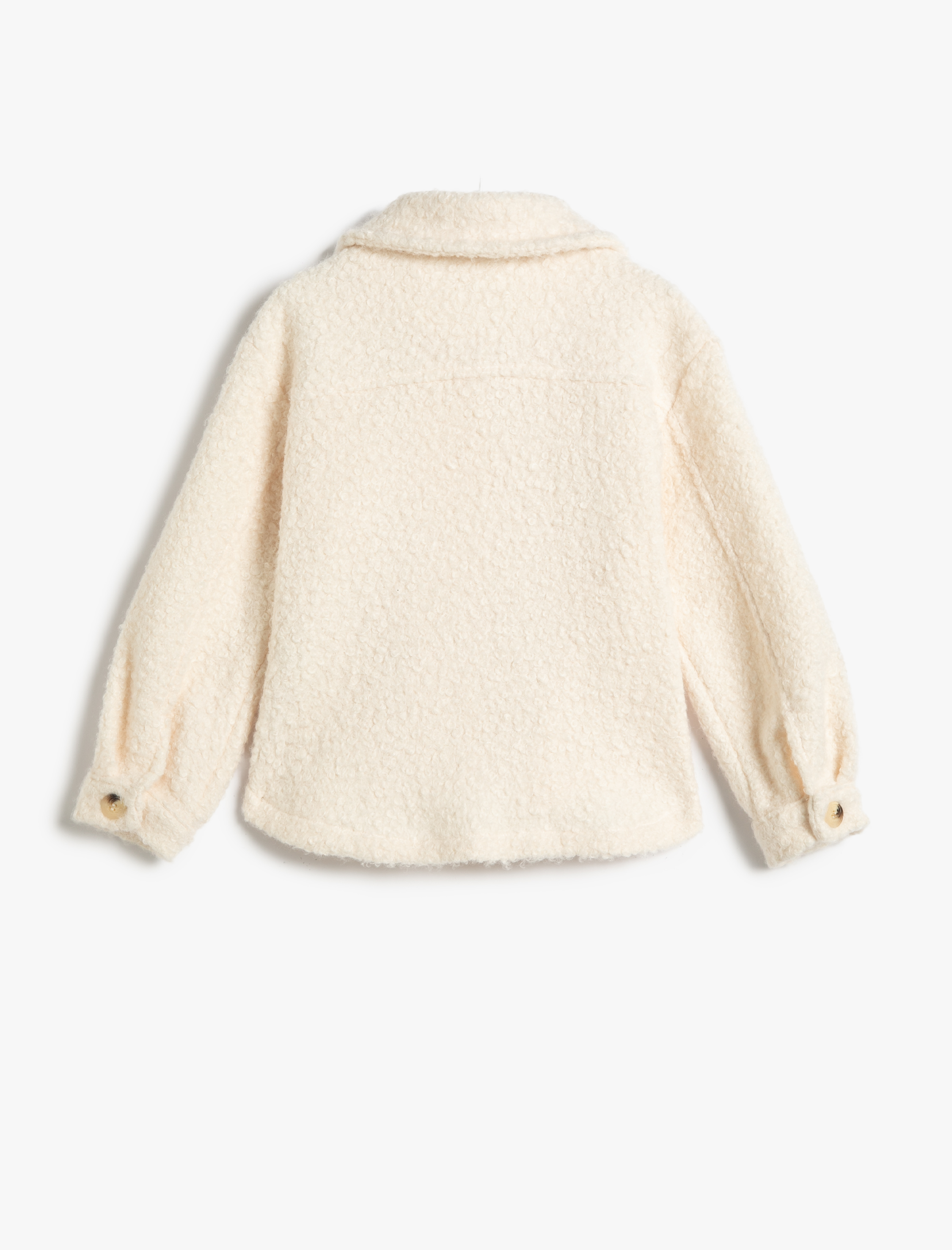  Kız Çocuk Peluş Gömlek Ceket Cep Detaylı Düğmeli