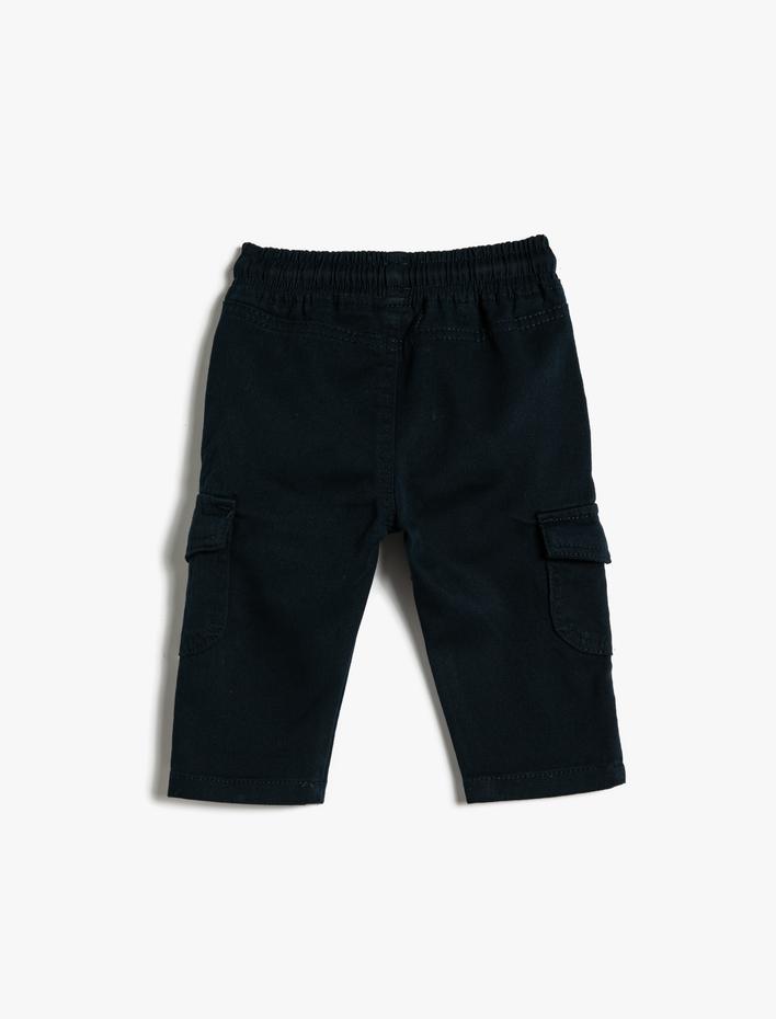 Erkek Bebek Kargo Pantolon Beli Bağlamalı Cepli Pamuklu