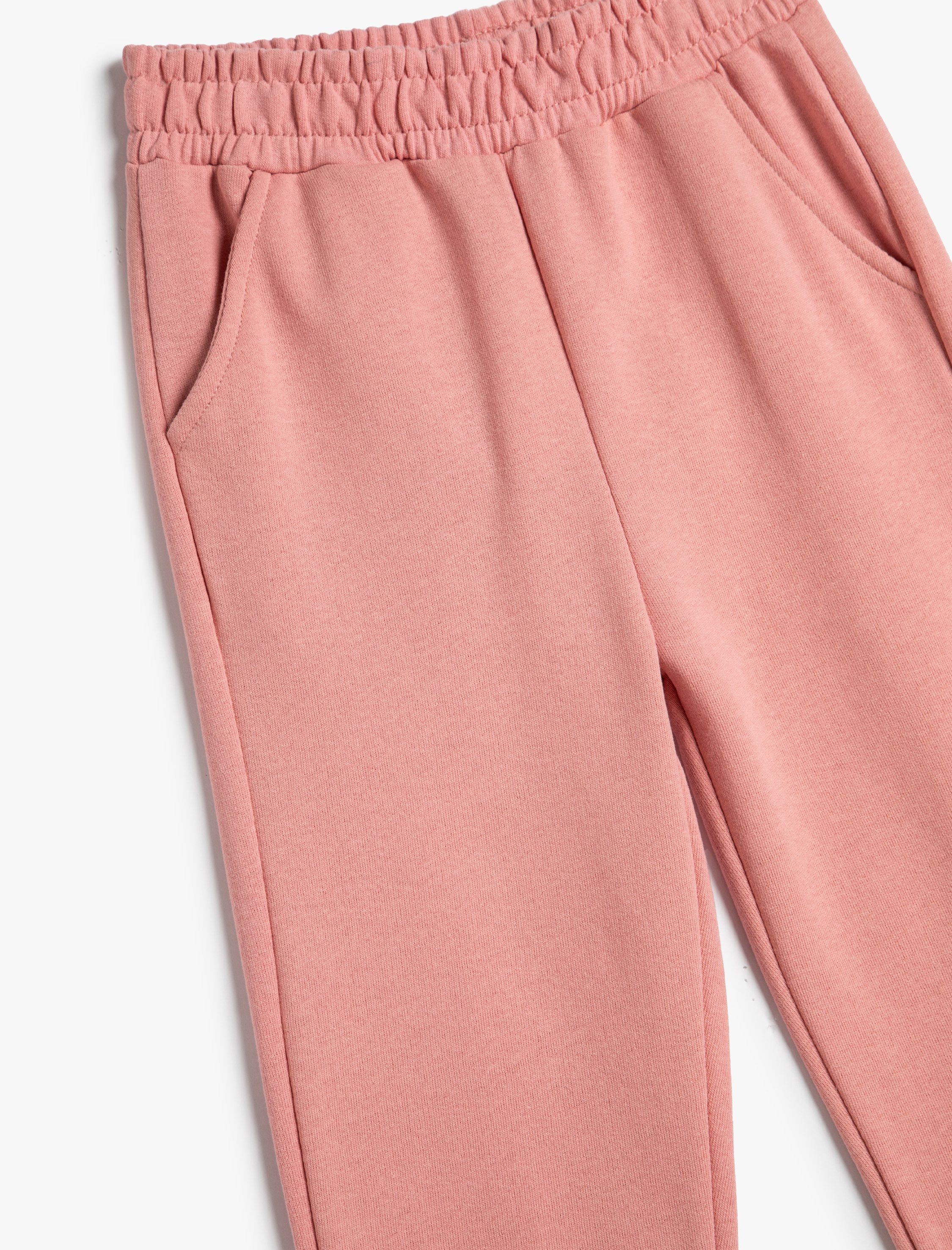  Kız Çocuk Basic Jogger Eşofman Altı Şardonlu Cepli Beli Lastikli Pamuklu Şardonlu