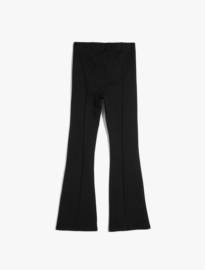 Kız Çocuk İspanyol Paça Pantolon Nervürlü Beli Lastikli