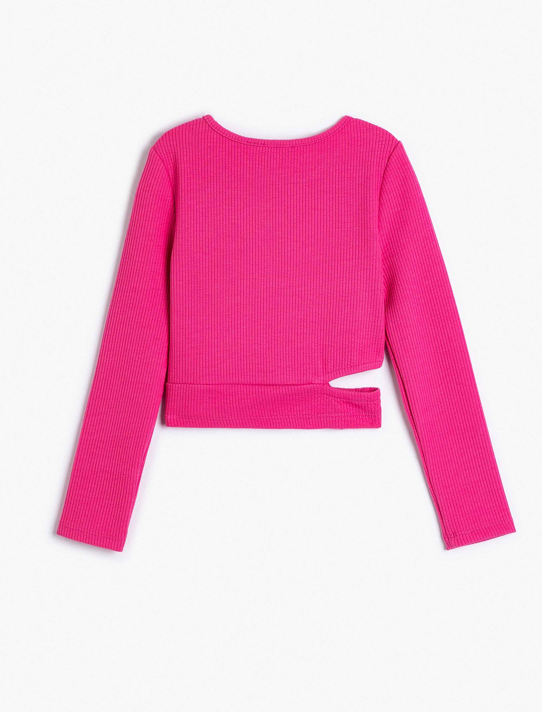  Kız Çocuk Uzun Kollu Bluz Pencere Detaylı Bisiklet Yaka Kaşkorse