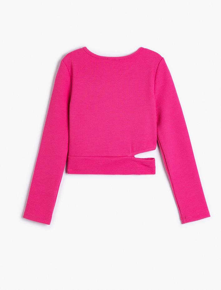 Kız Çocuk Uzun Kollu Bluz Pencere Detaylı Bisiklet Yaka Kaşkorse