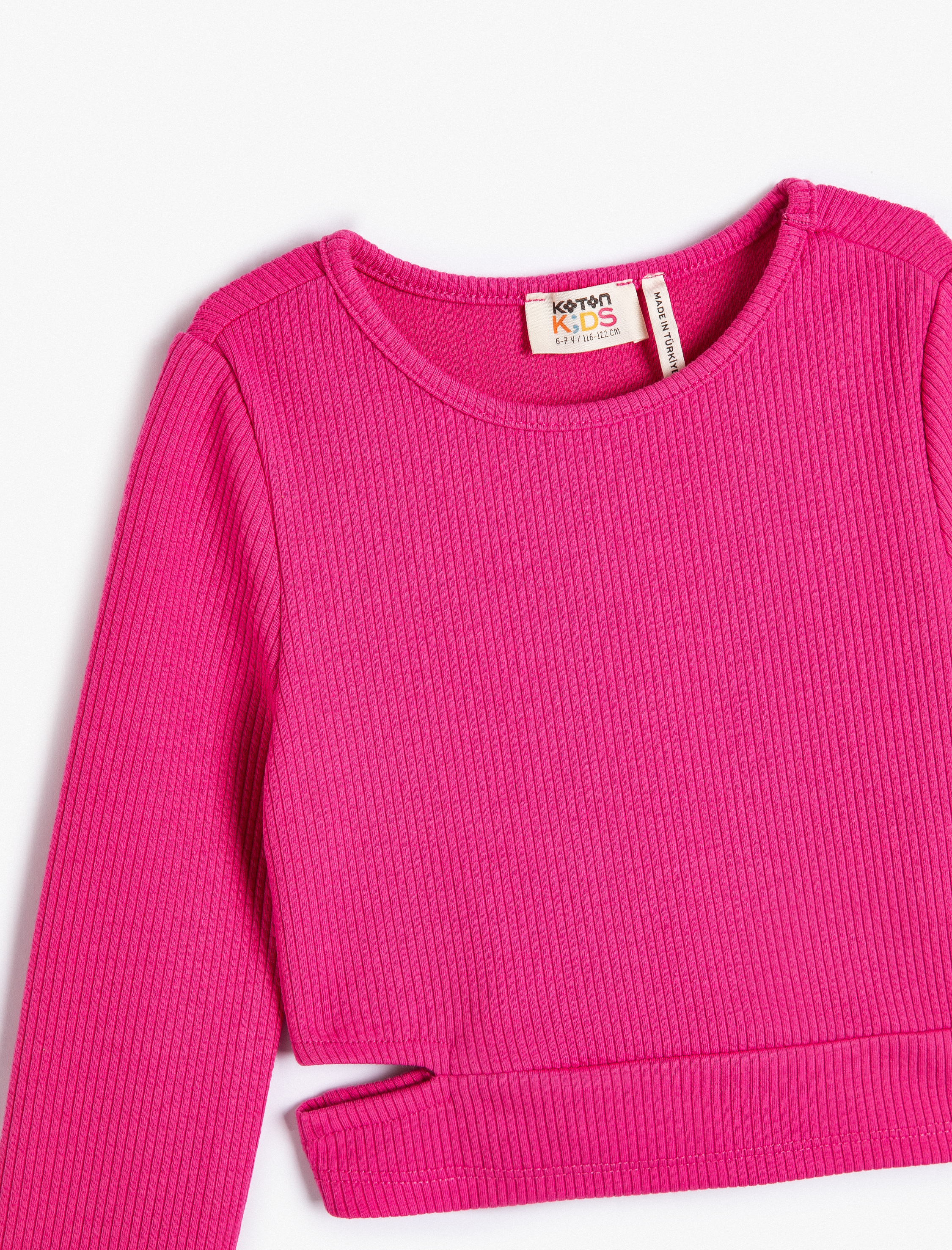  Kız Çocuk Uzun Kollu Bluz Pencere Detaylı Bisiklet Yaka Kaşkorse