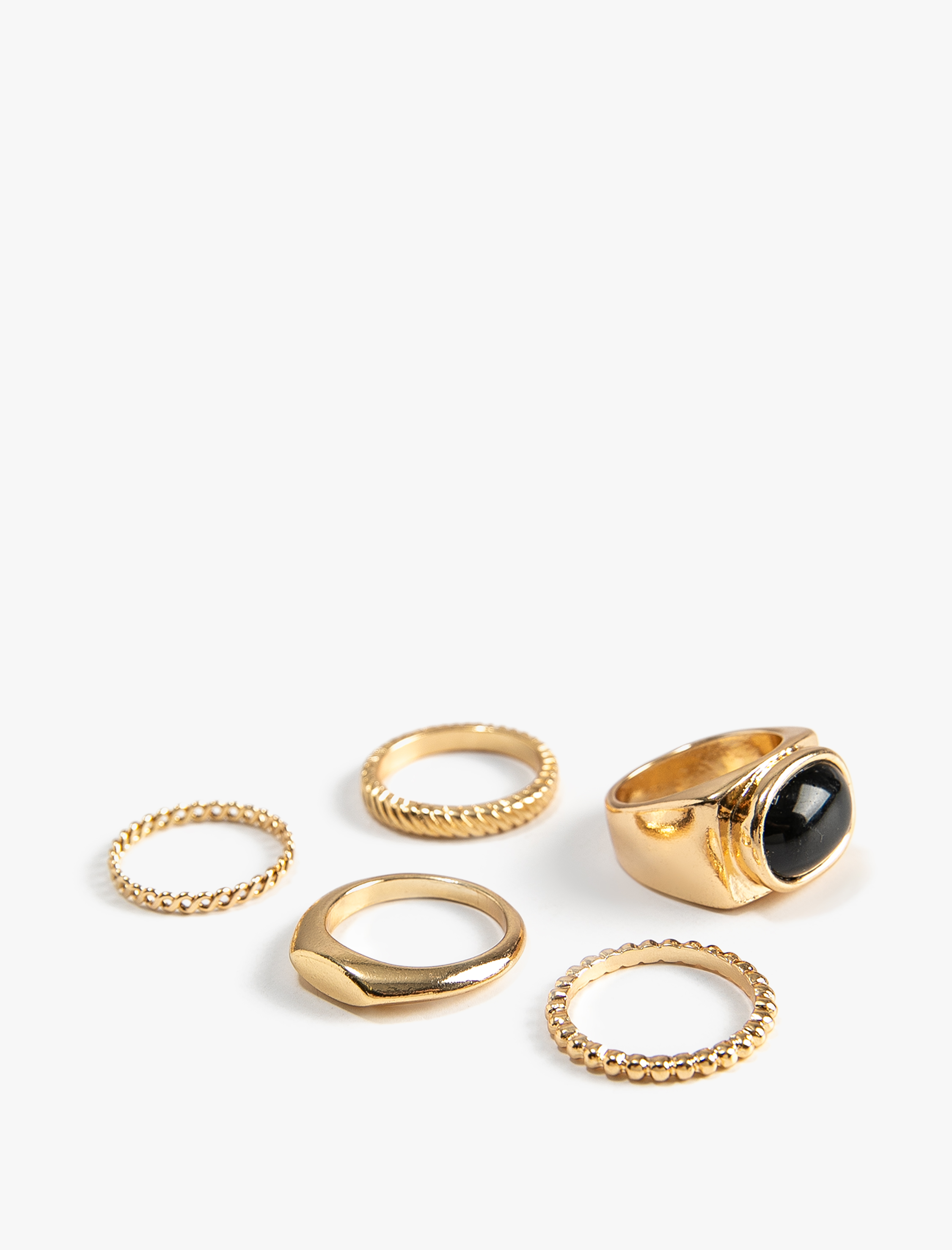  Kadın Vintage Yüzük Seti 4'lü Metal Taşlı