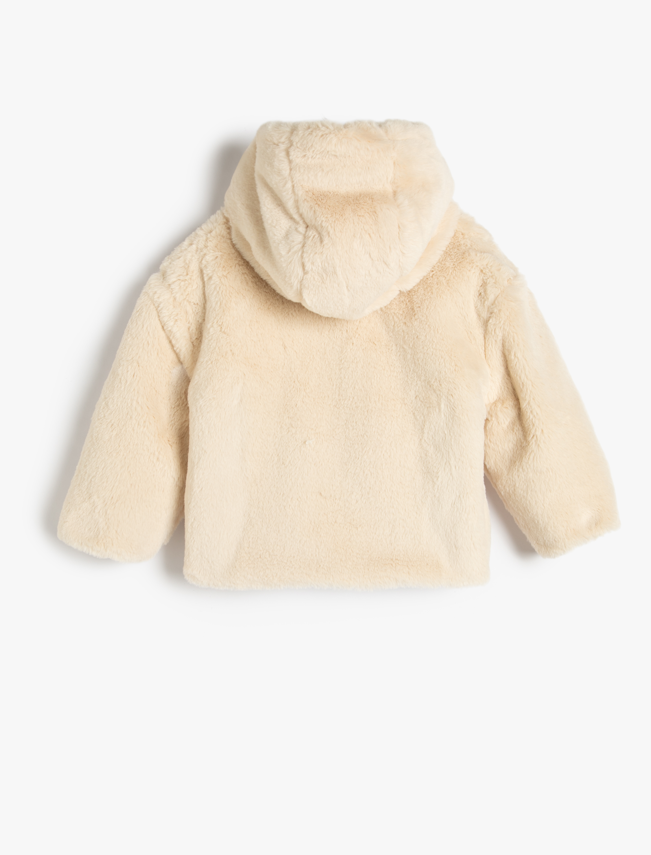 Kız Bebek Ceket Kapşonlu Çift Taraflı Peluş - Kapitone Fermuarlı