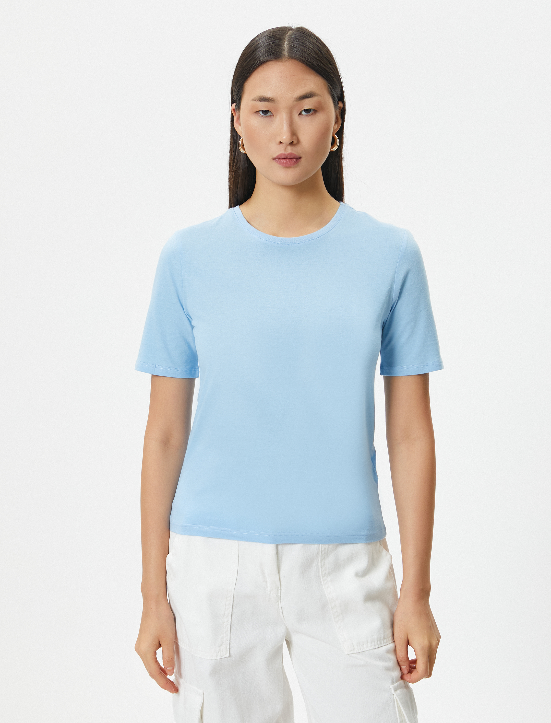   Basic Tişört Kısa Kollu Bisiklet Yaka Pamuklu