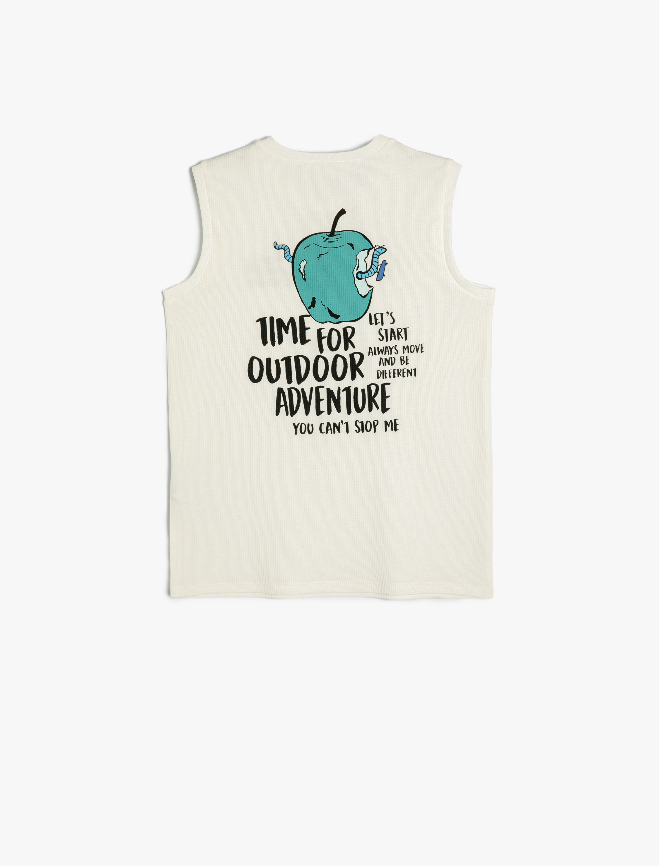  Erkek Çocuk Atlet Yuvarlak Yaka Önü ve Arkası Slogan Baskılı Ribanalı