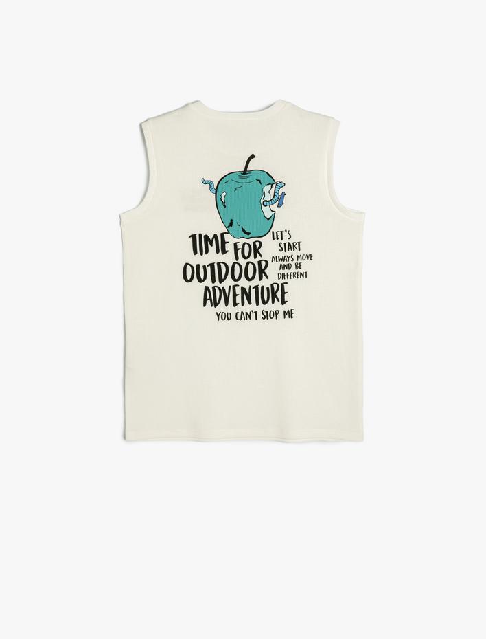 Erkek Çocuk Atlet Yuvarlak Yaka Önü ve Arkası Slogan Baskılı Ribanalı