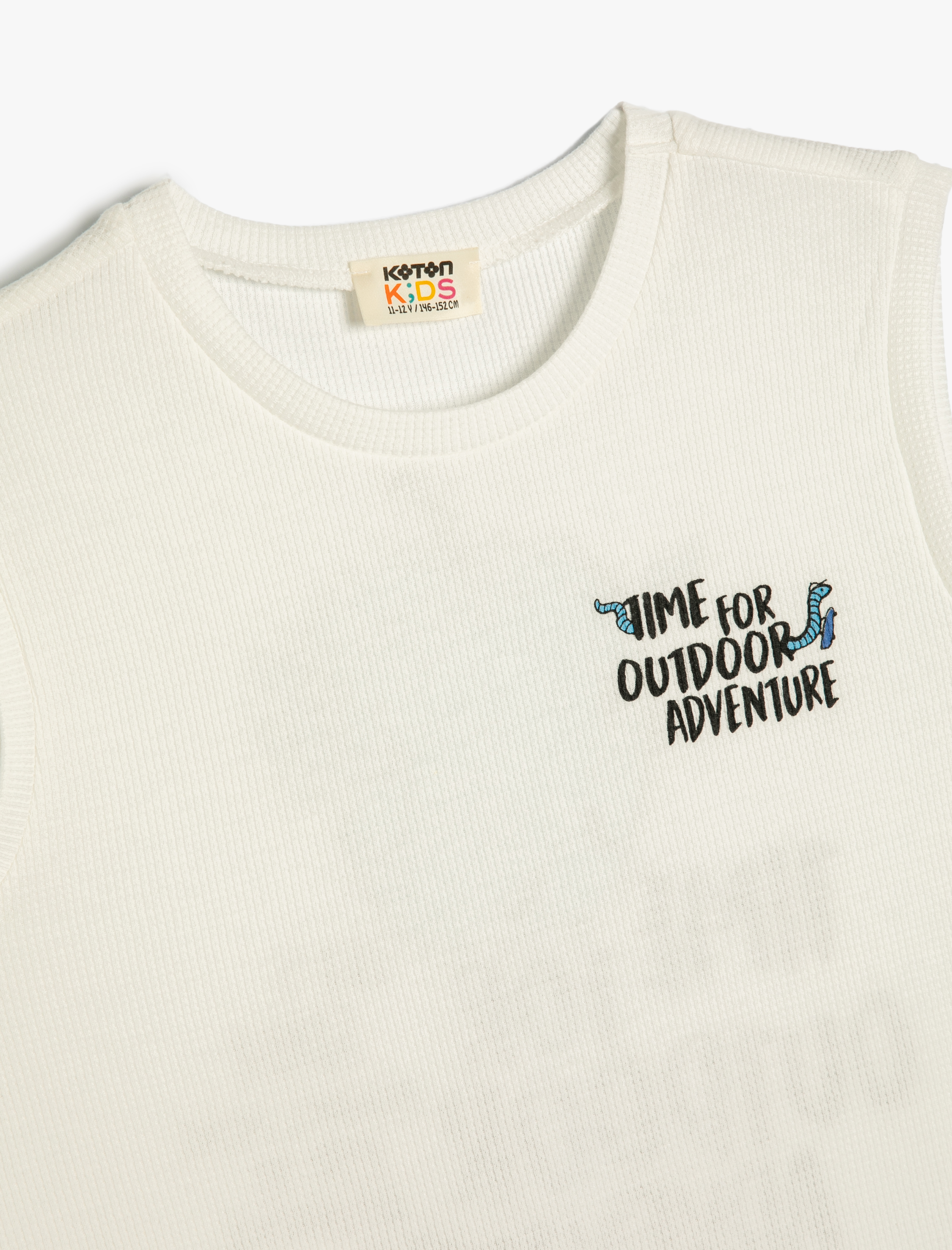  Erkek Çocuk Atlet Yuvarlak Yaka Önü ve Arkası Slogan Baskılı Ribanalı