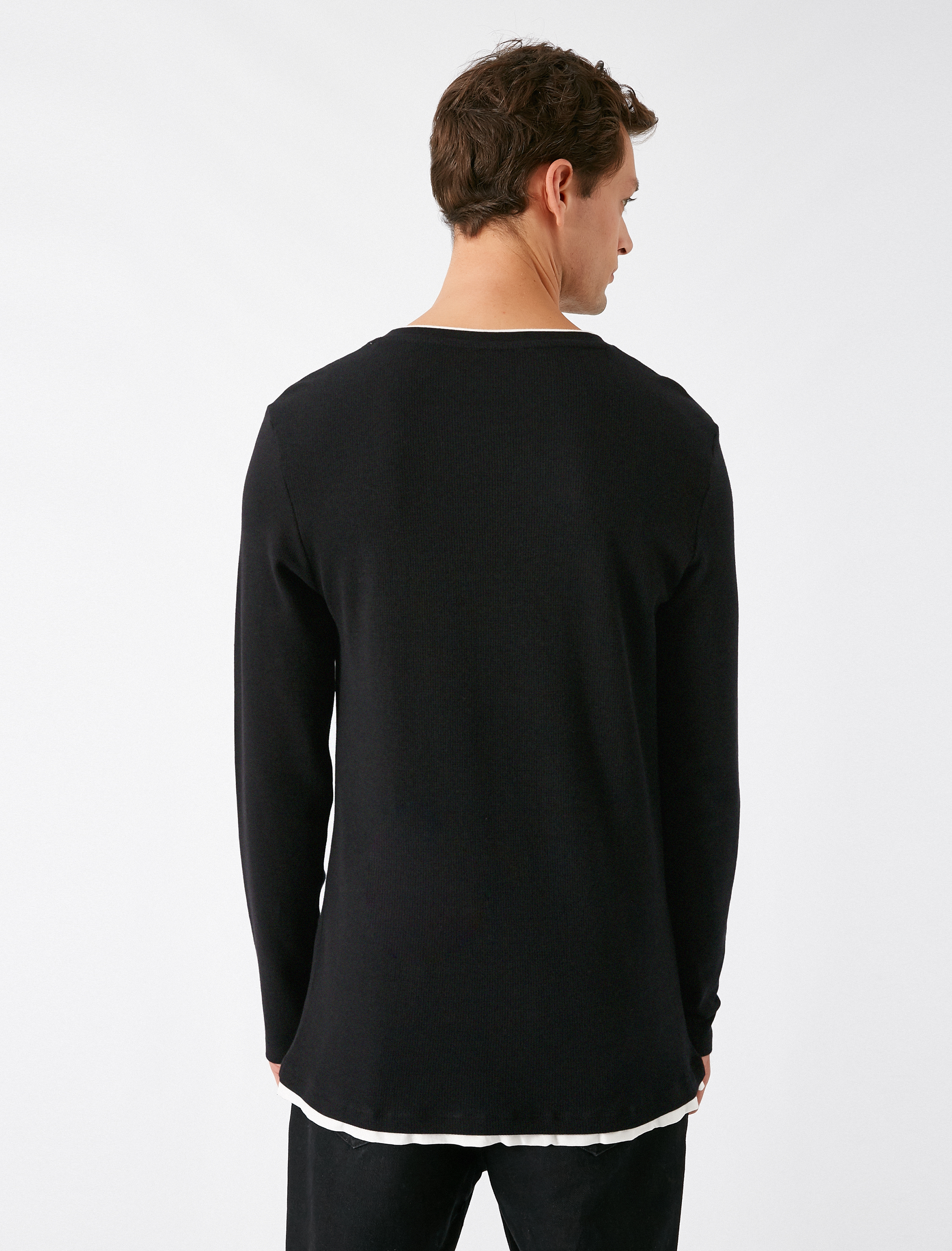   Pamuklu Basic Bisiklet Yaka Uzun Kollu Regular Fit Tişört