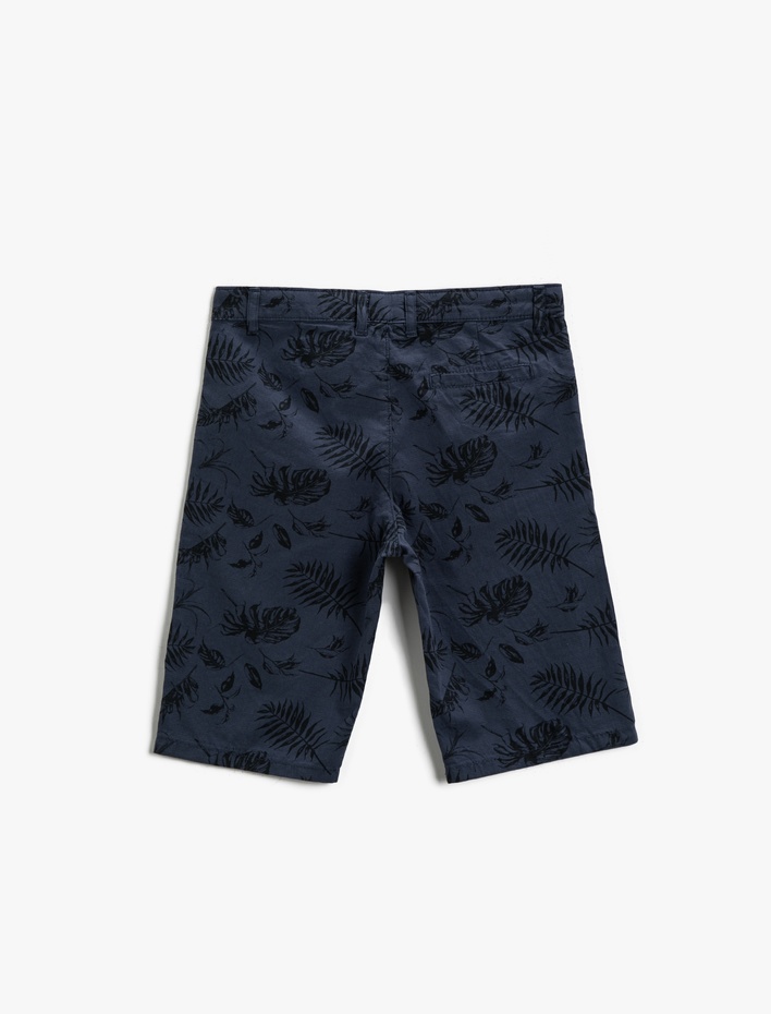 Erkek Çocuk Yaprak Desenli Şort Pamuklu