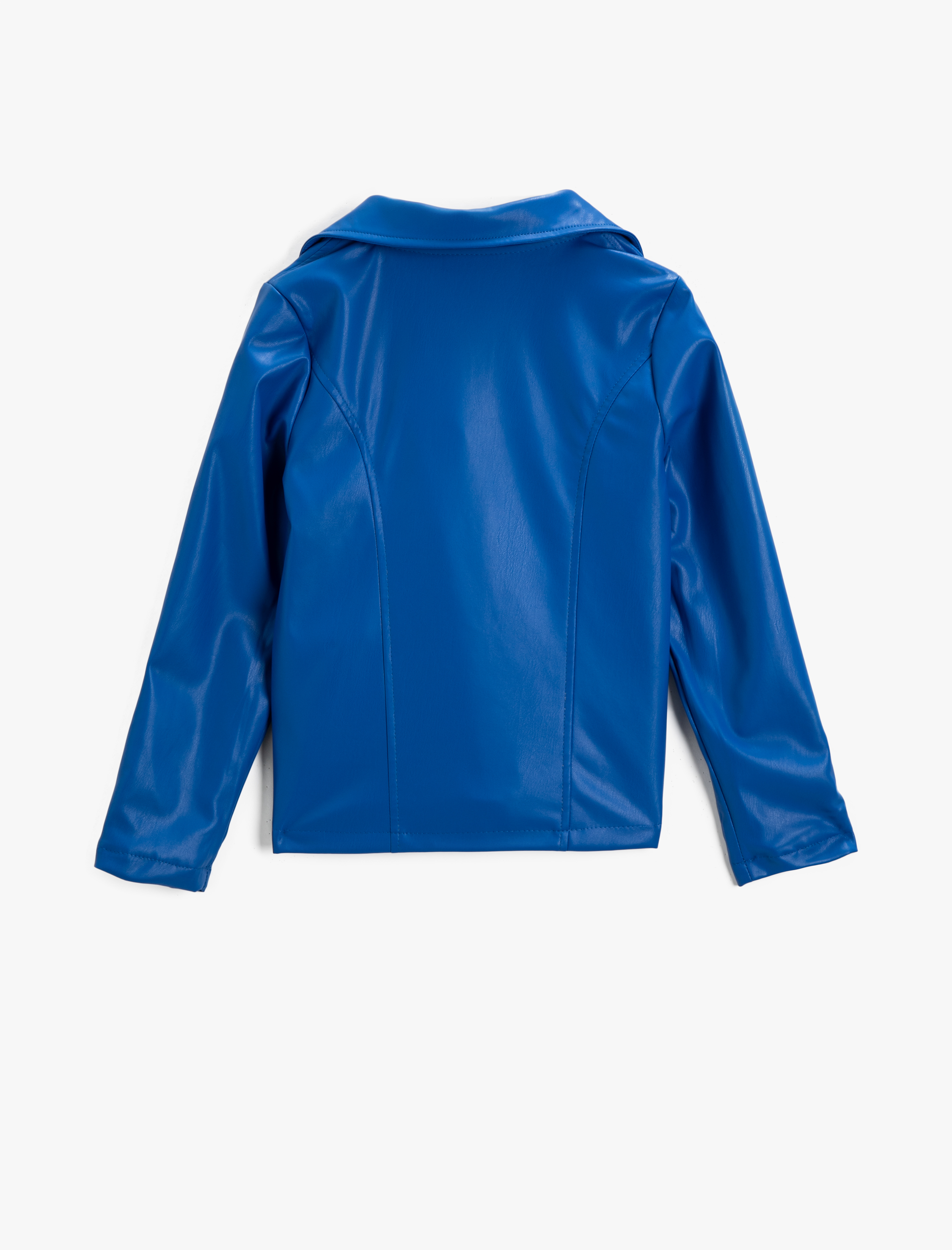  Kız Çocuk Deri Ceket Fermuar Detaylı