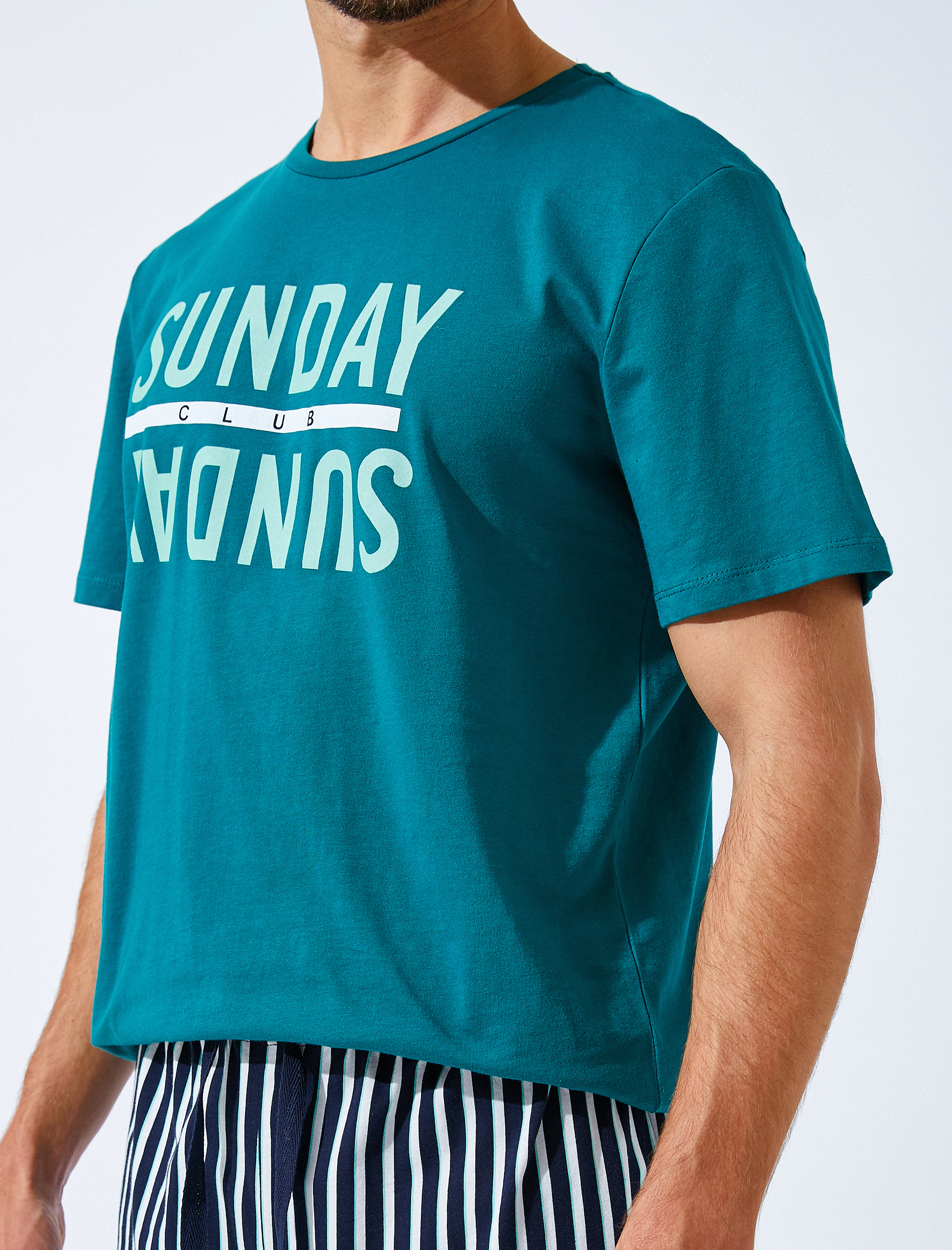 Pamuklu Pijama Set Slogan Baskılı