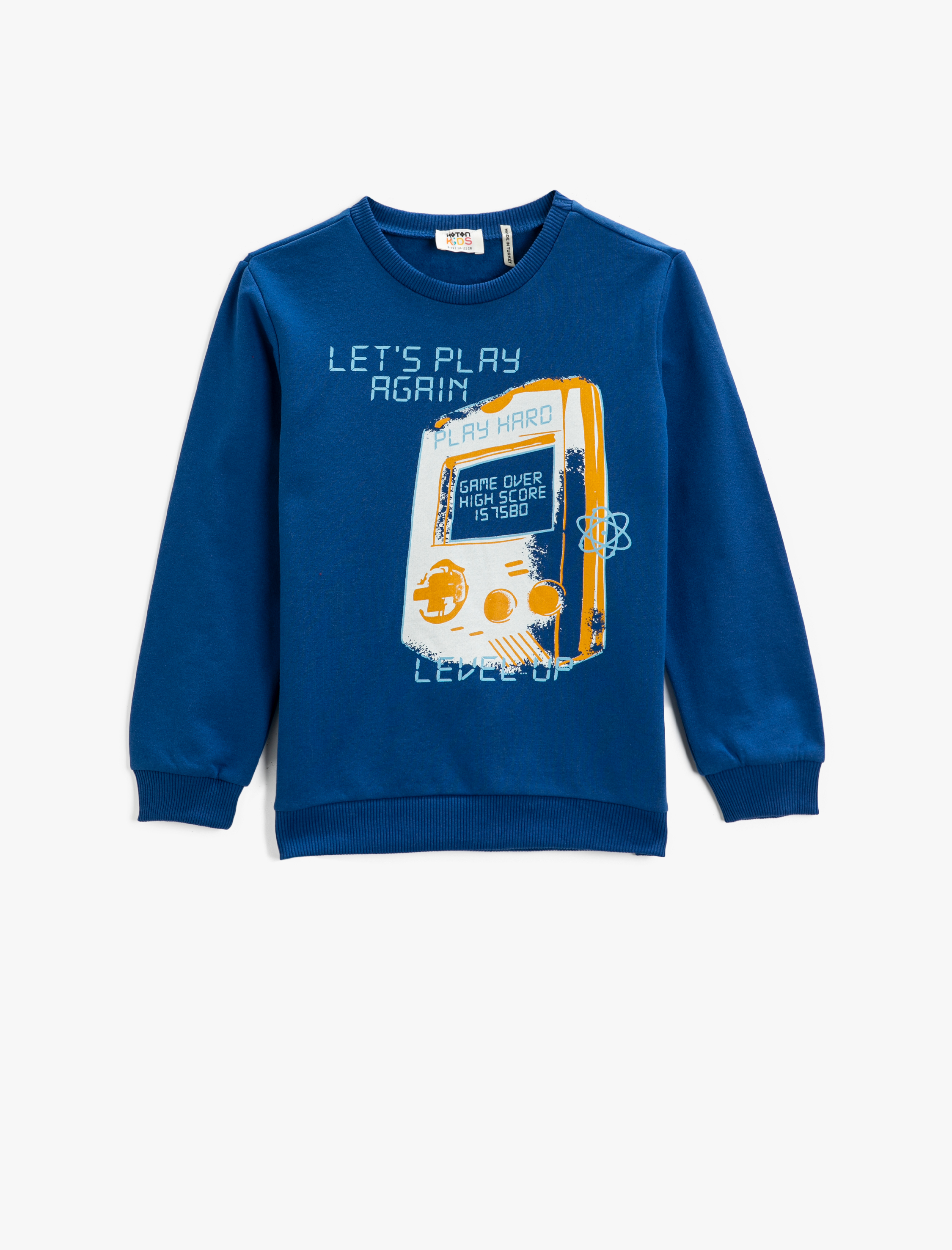  Erkek Çocuk Yazılı Baskılı Bisiklet Yaka Şardonlu Sweatshirt