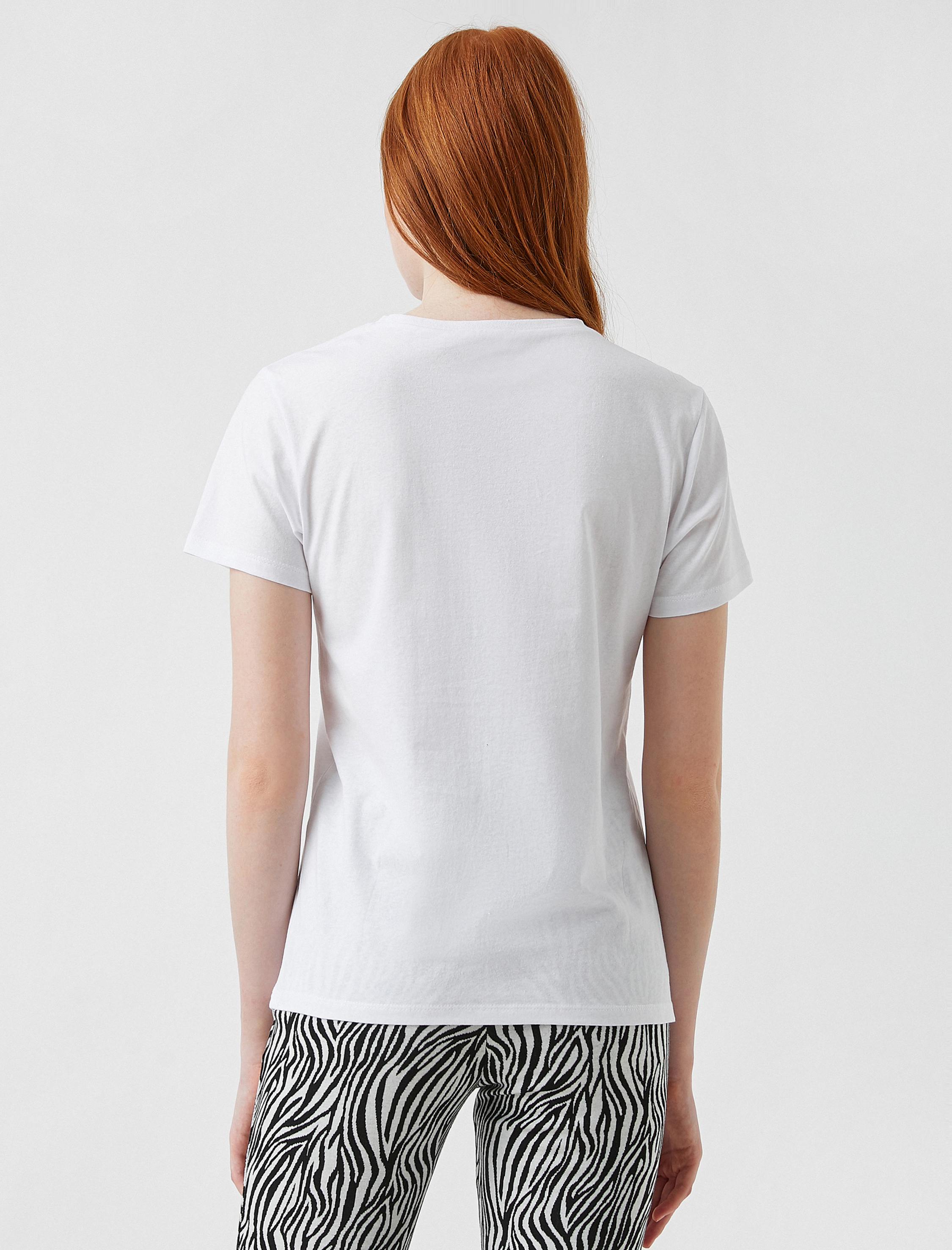   Bisiklet Yaka Kısa Kollu Baskılı Tişört