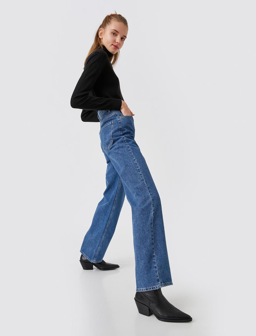   Yüksek Bel Bol Paça Kot Pantolon - Bianca Jean