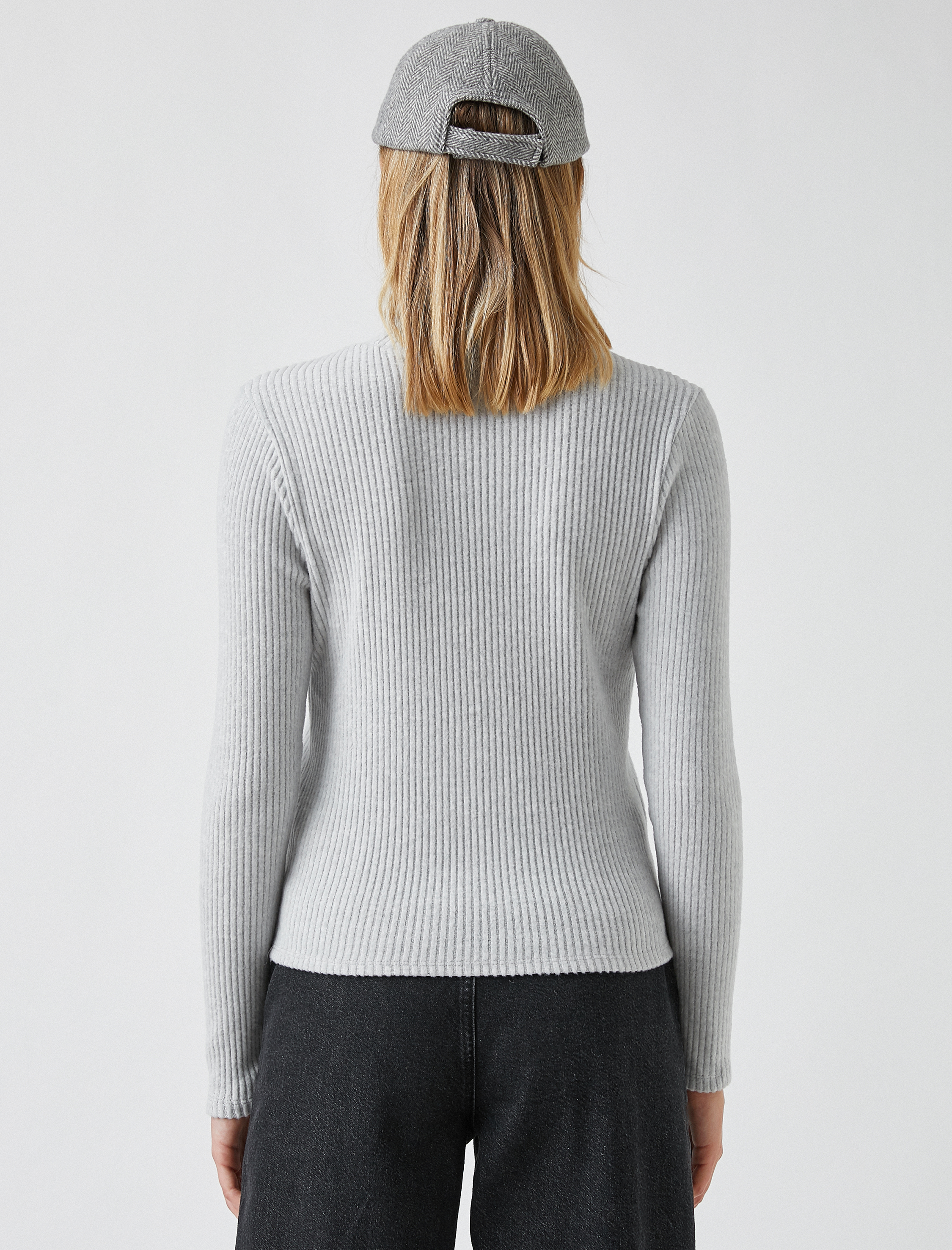   Uzun Kollu Tişört Balıkçı Yaka Fitilli