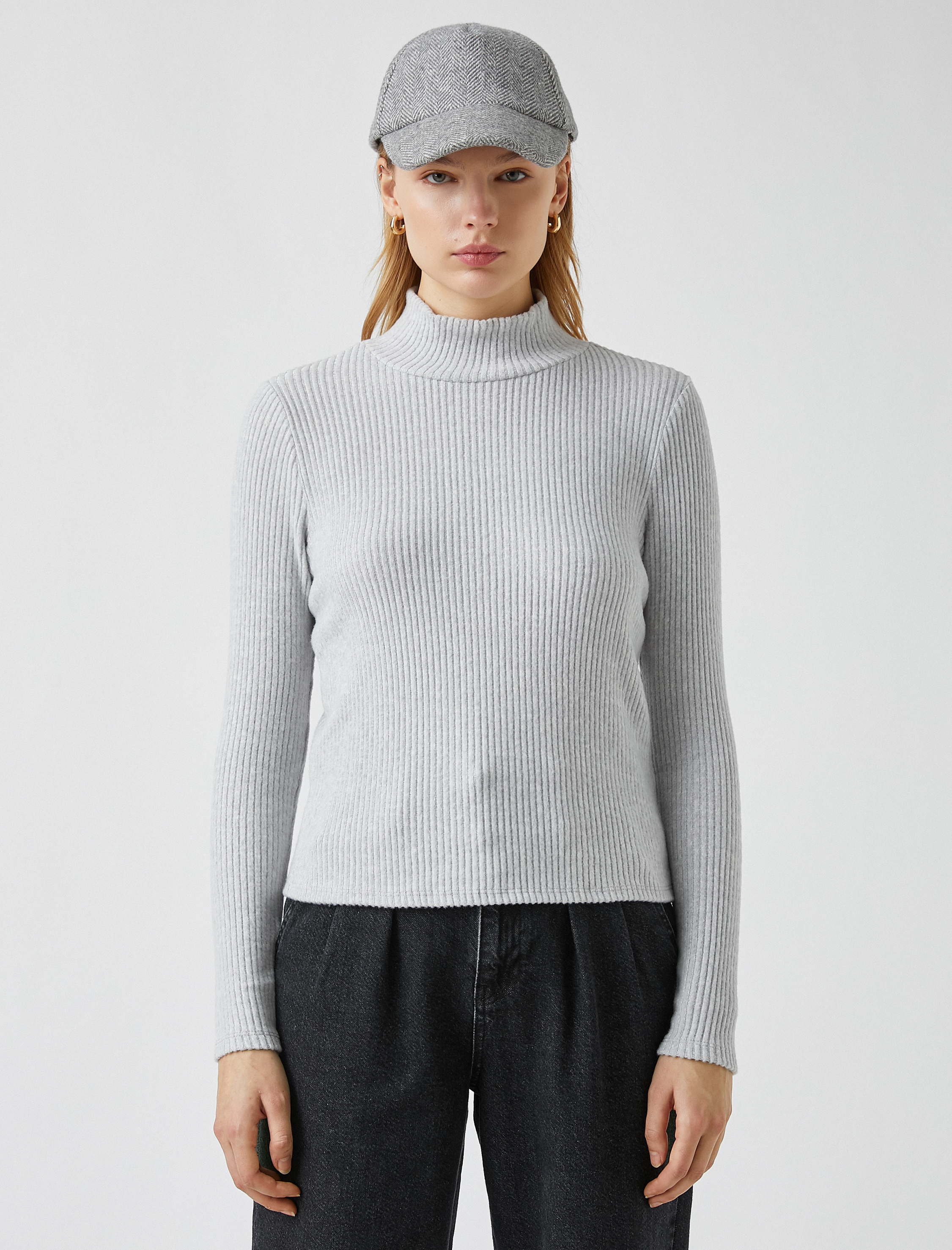   Uzun Kollu Tişört Balıkçı Yaka Fitilli