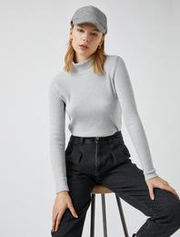 Uzun Kollu Tişört Balıkçı Yaka Fitilli