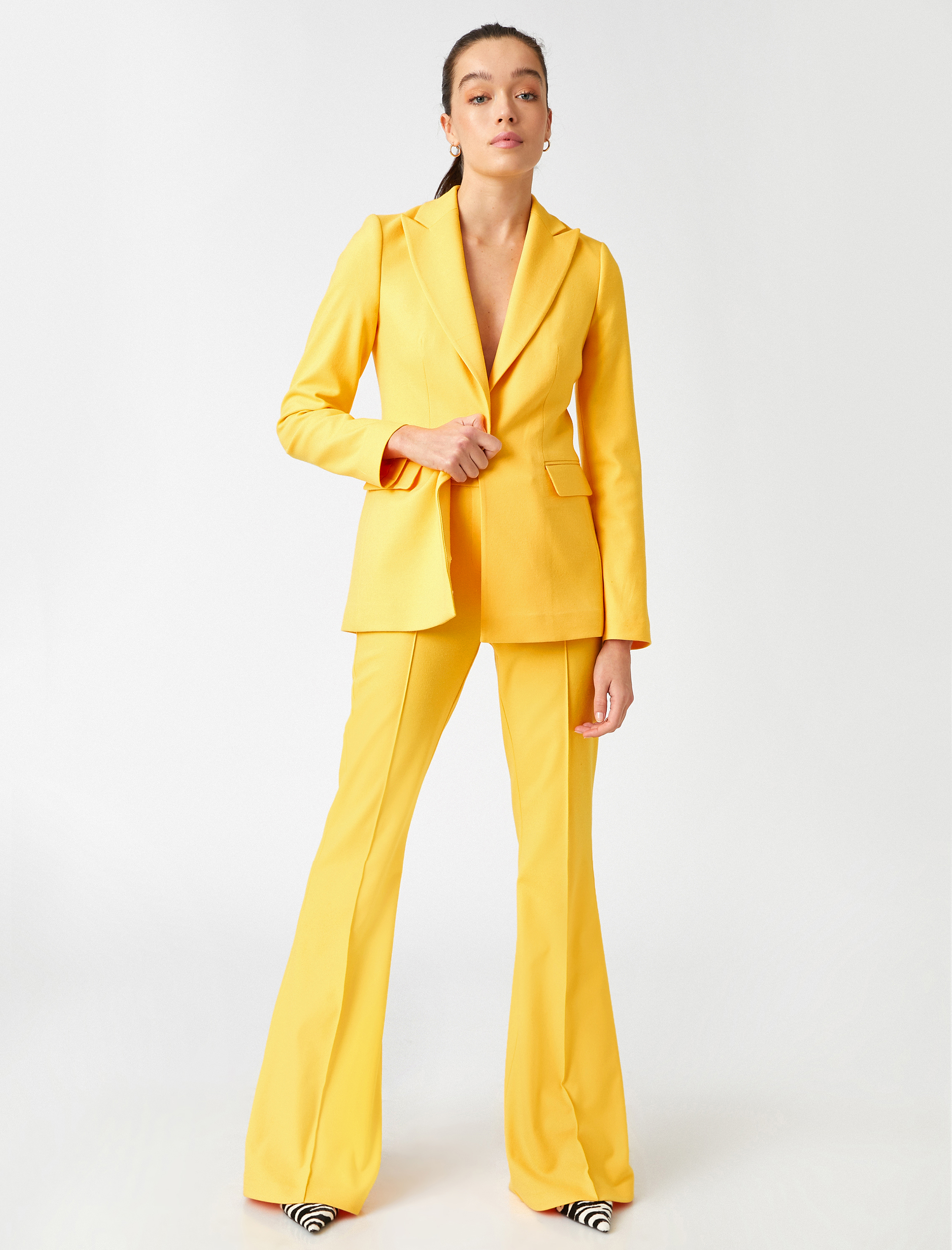   Melis Ağazat X Koton - İspanyol Paça Pantolon Nervürlü