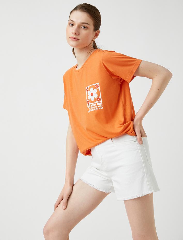  Sırtı Baskılı Tişört Kısa Kollu Bisiklet Yaka