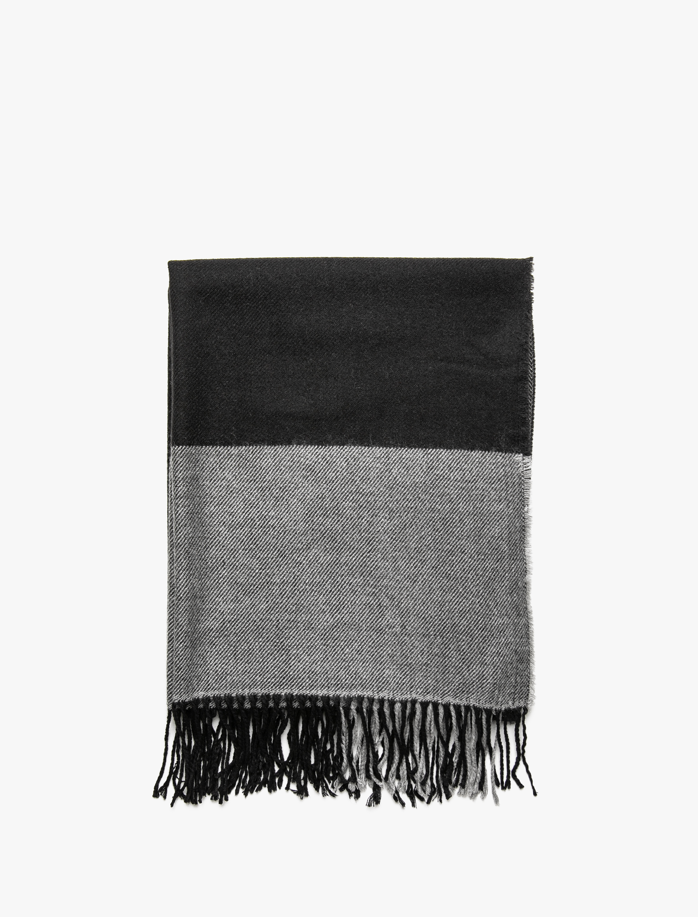  Kadın Renk Bloklu Püsküllü Atkı