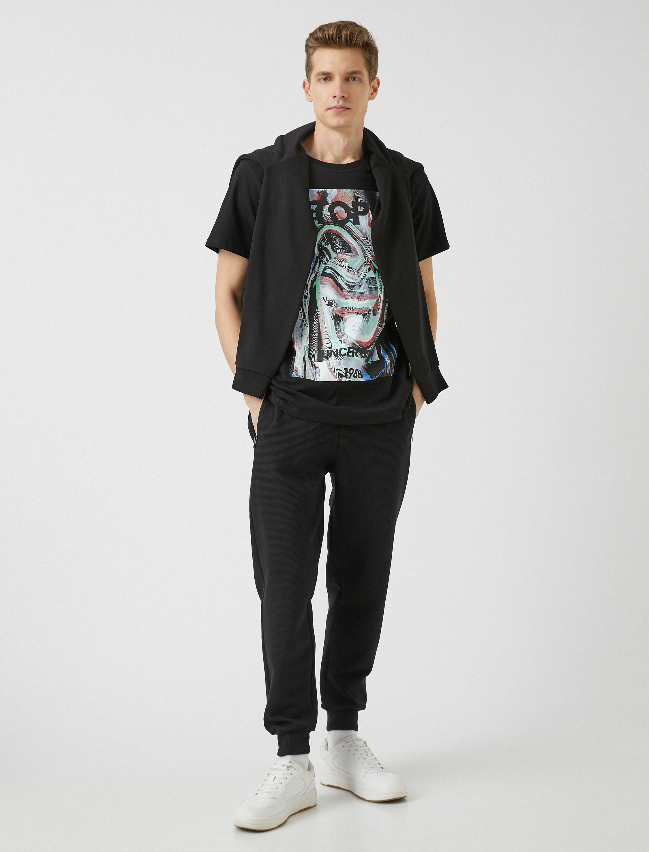   Jogger Eşofman Altı Beli Bağcıklı Dar Kesim Fermuar Cepli