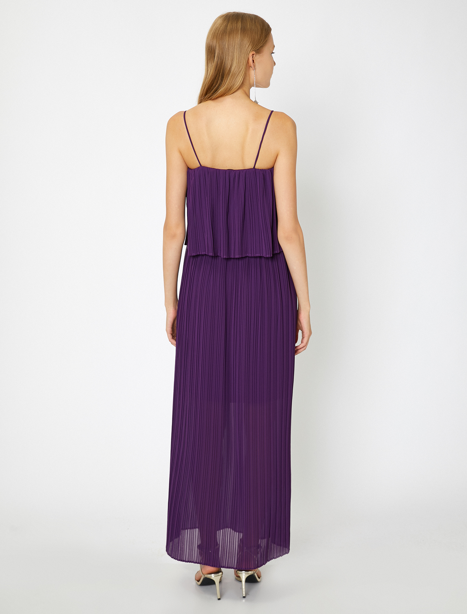   Pilili Uzun Abiye Elbise İki Parça Görünümlü