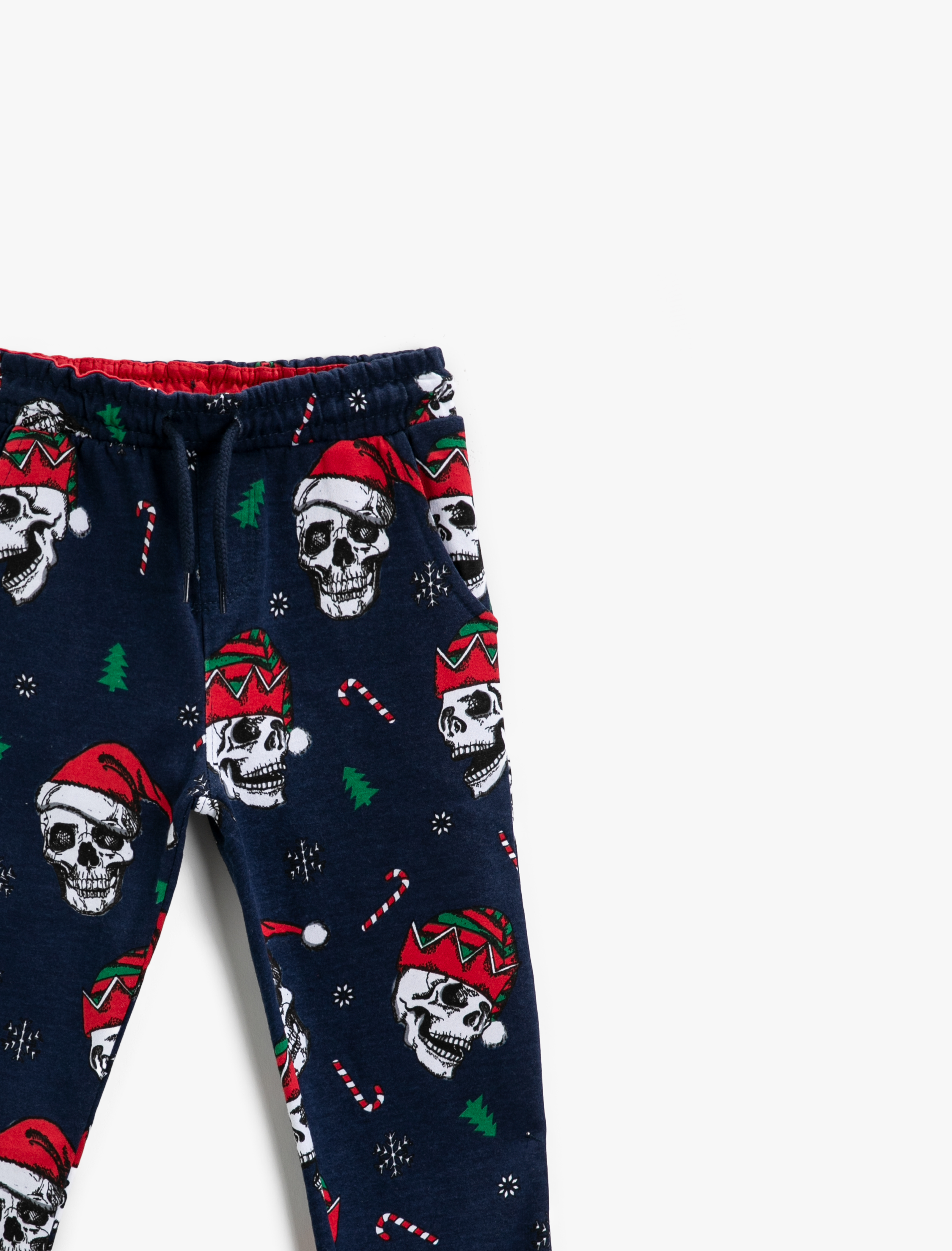 Erkek Çocuk Yılbaşı Kuru Kafa Baskılı Eşofman Altı