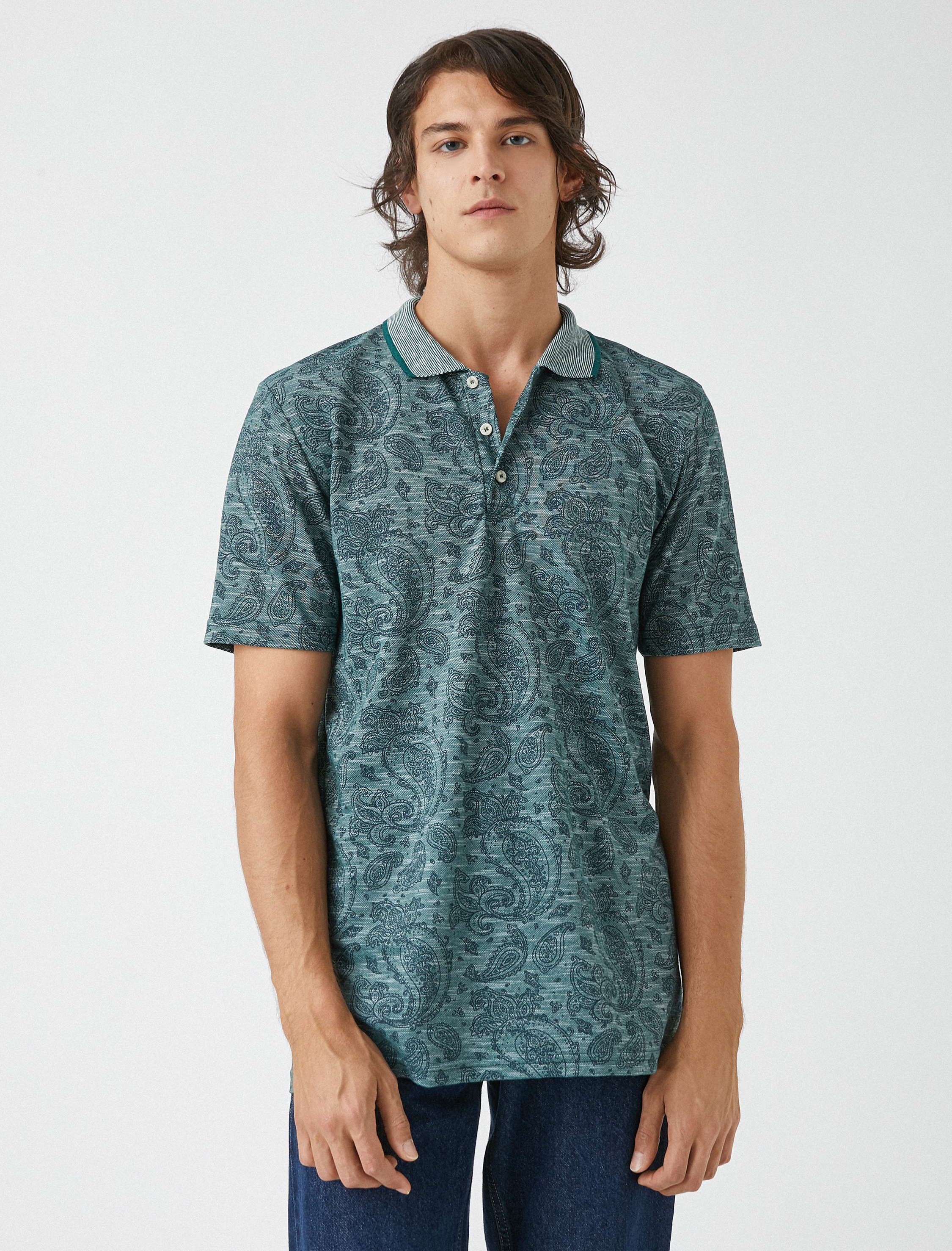   Desenli Polo Yaka Tişört