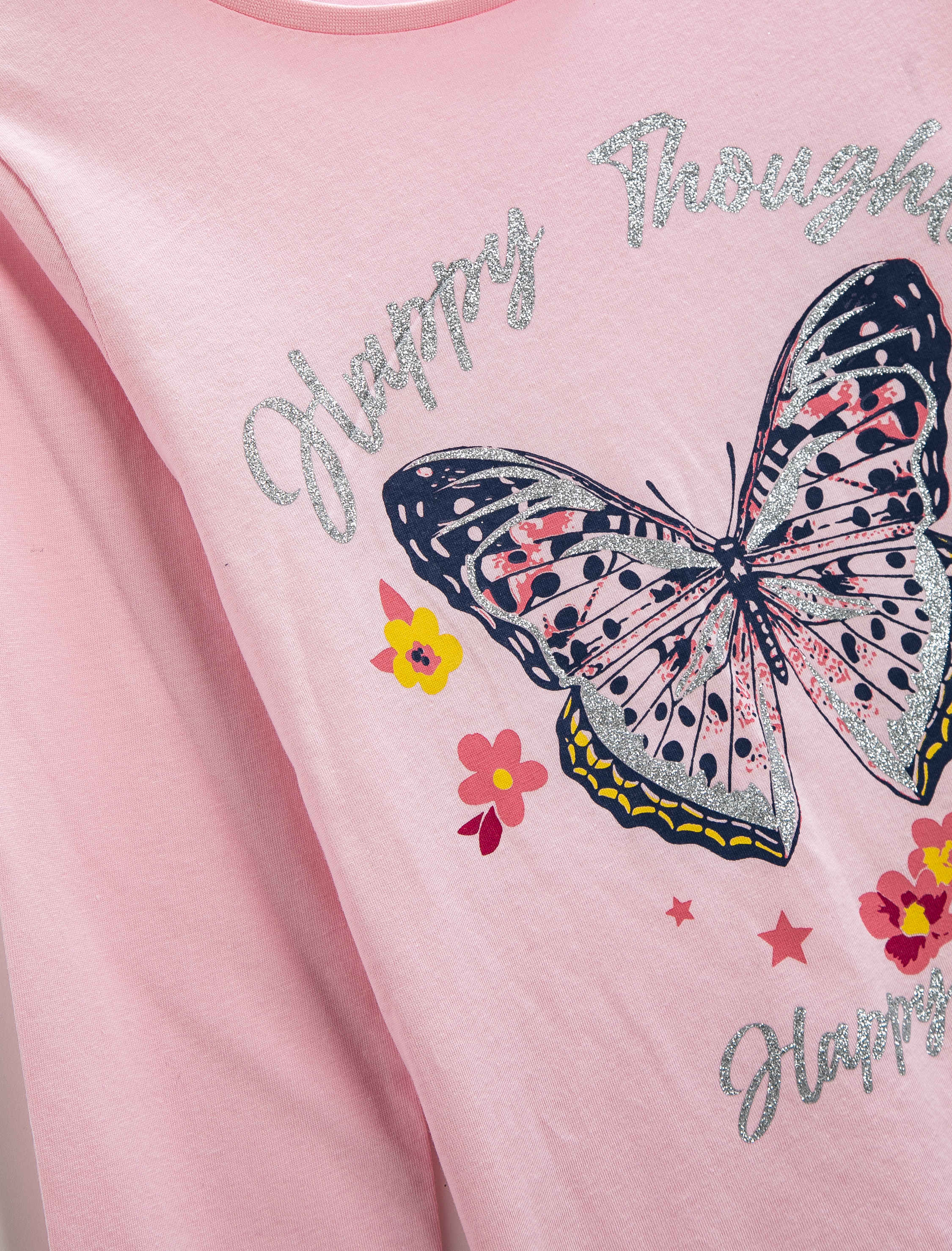  Kız Çocuk Uzun Kollu Tişört Baskılı Bisiklet Yaka Pamuklu