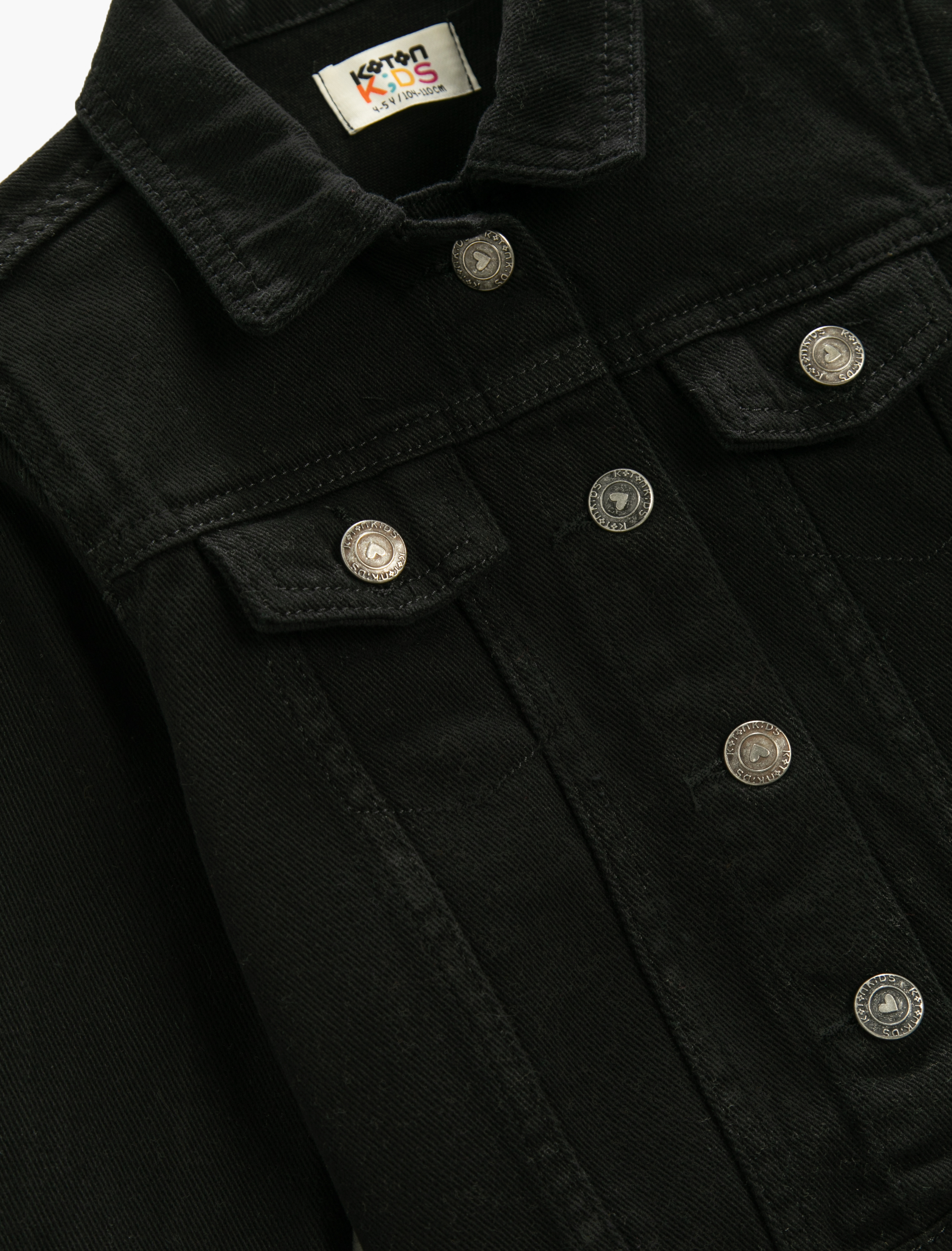  Kız Çocuk Basic Kot Ceket Önü Düğmeli Cepli Pamuklu