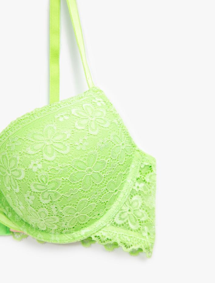  Dantelli Destekli Sütyen Ekstra Dolgulu Balenli Kaplı