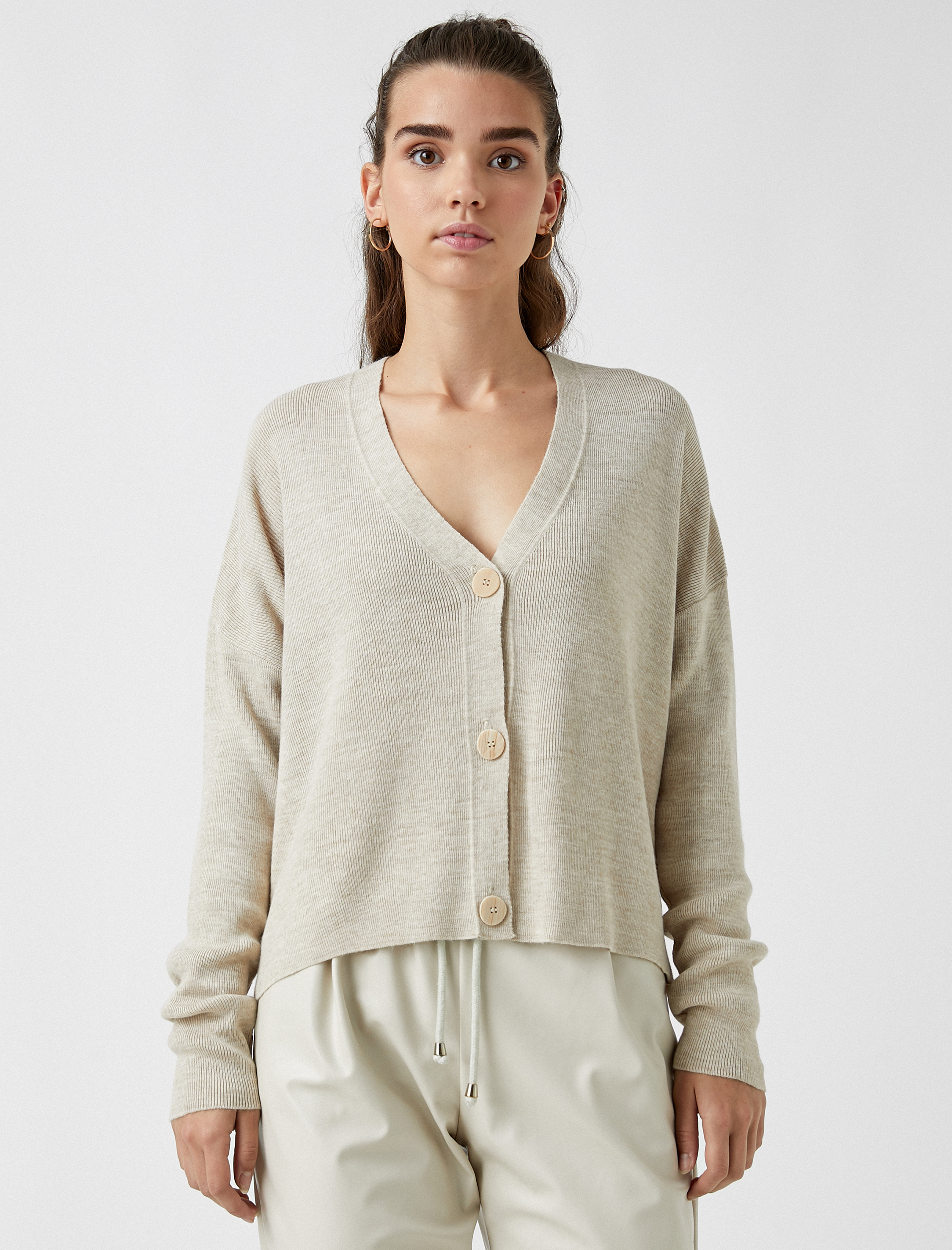   Düğmeli Crop Hırka