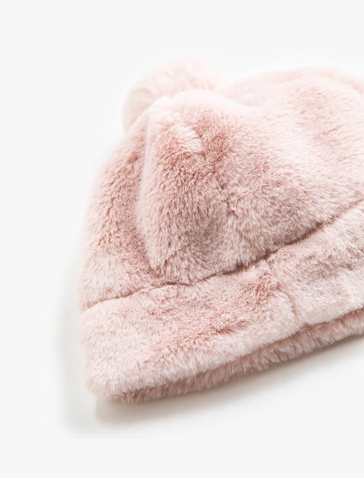 Kız Çocuk Ponponlu Peluş Şapka