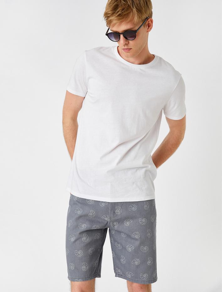  Pamuklu Baskılı Şort