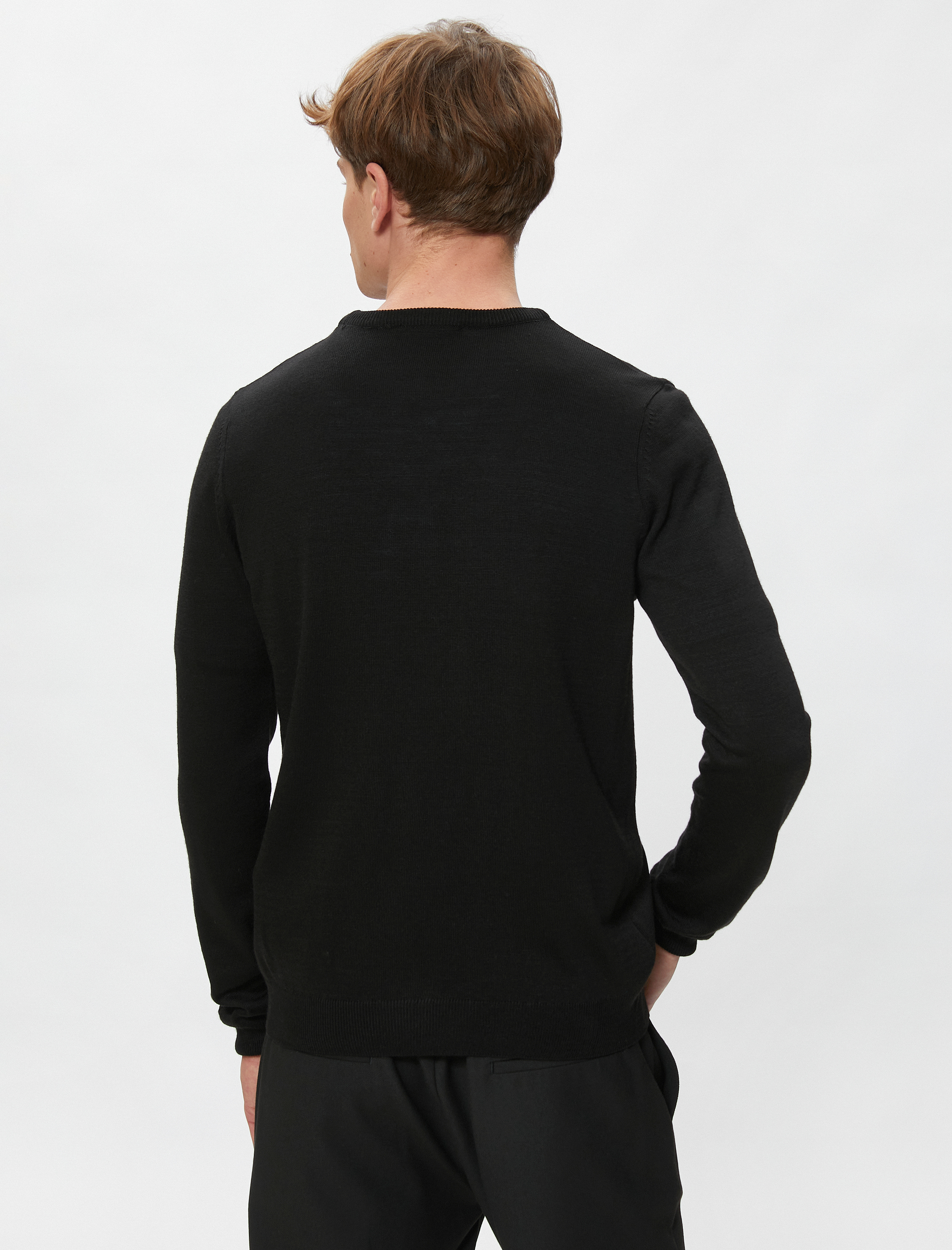   Basic Triko Kazak Bisiklet Yaka Dar Kesim Uzun Kollu