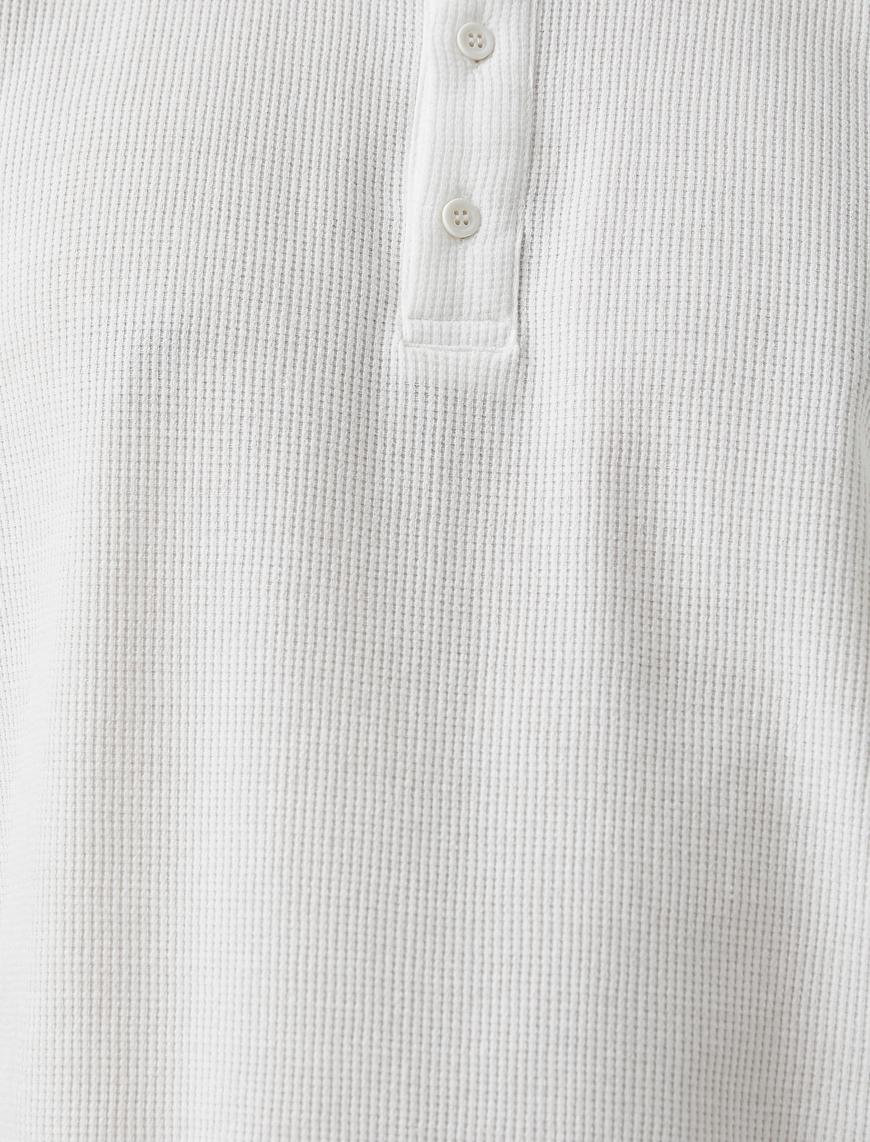   Basic Tişört Yakası Düğmeli Pike Kumaş