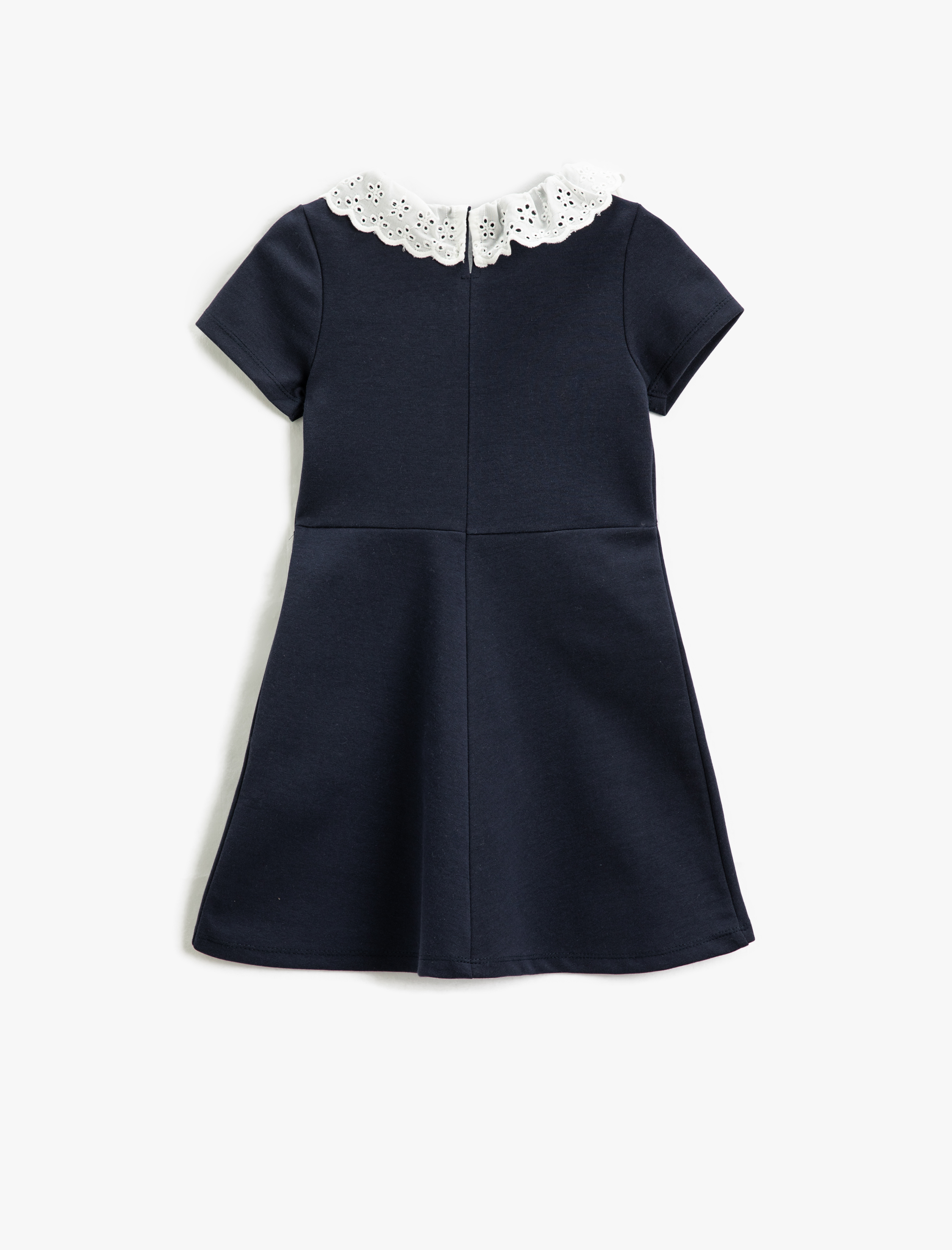  Kız Çocuk Basic Bebe Yaka Midi Elbise Kısa Kollu