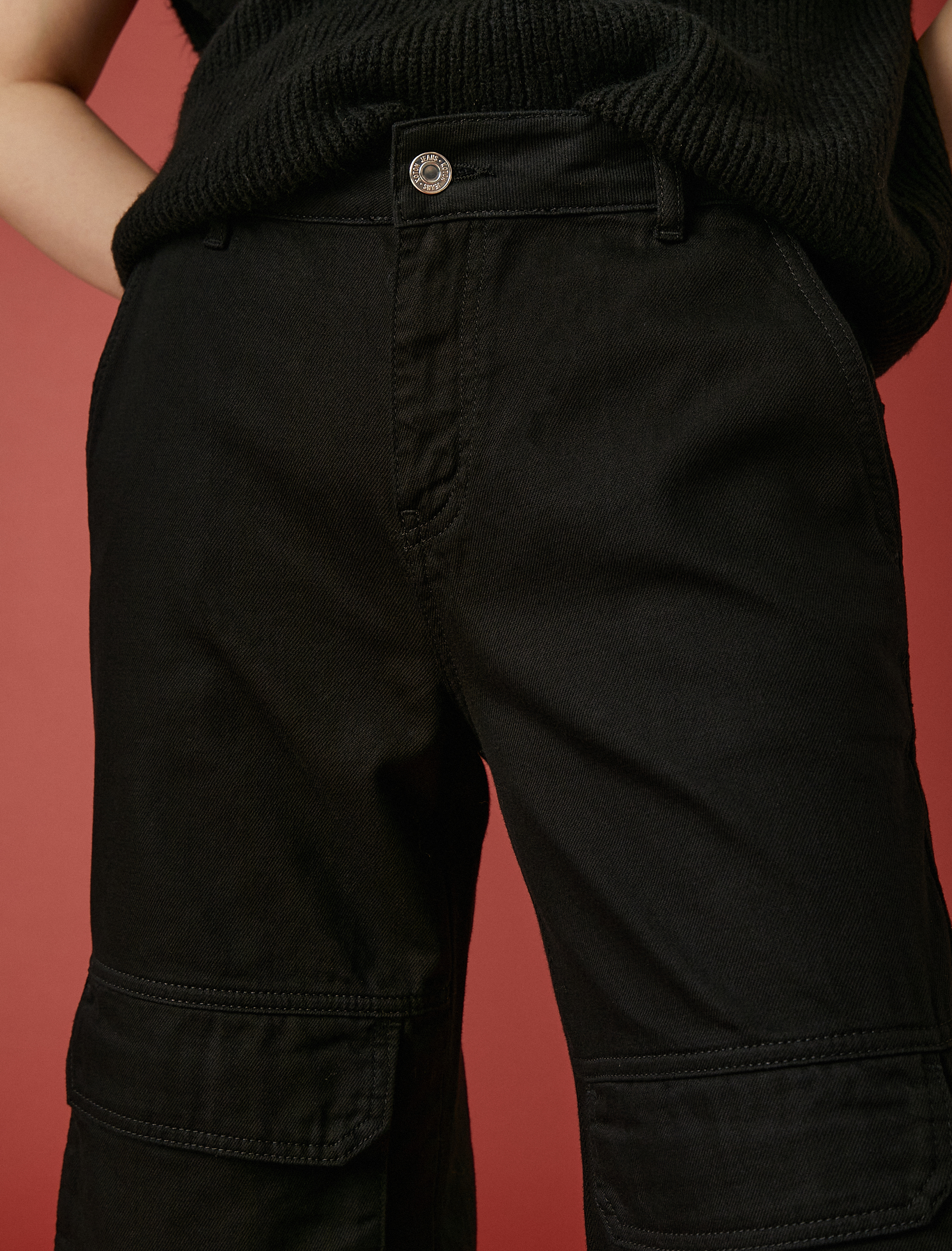   Düz Paça Kargo Pantolon Cepli