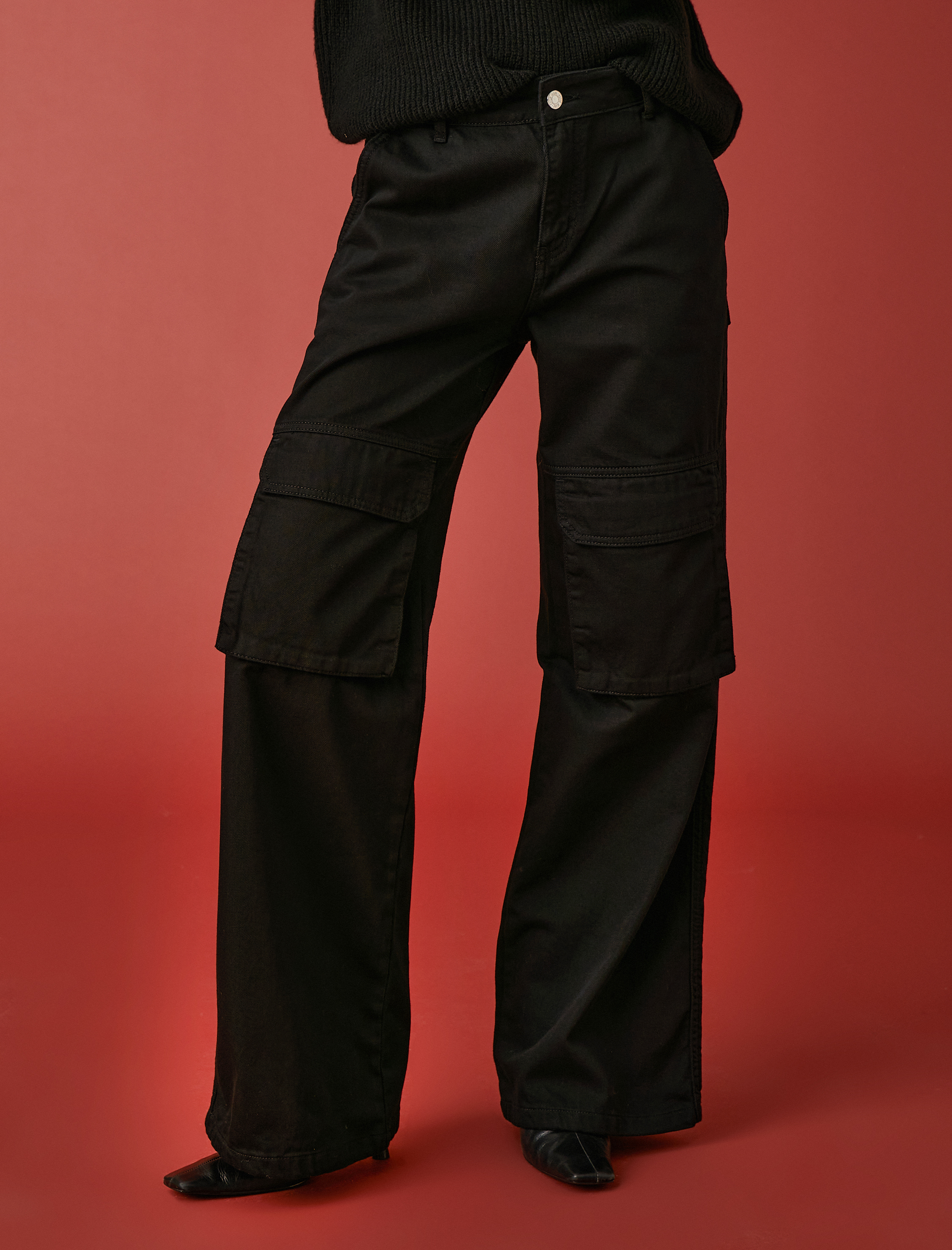   Düz Paça Kargo Pantolon Cepli