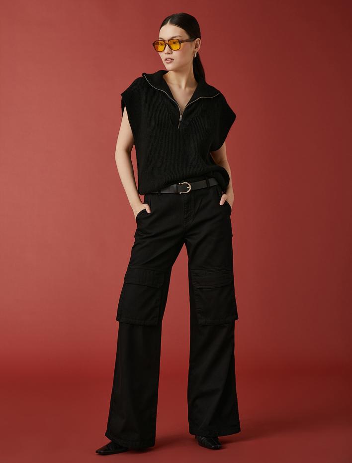  Düz Paça Kargo Pantolon Cepli