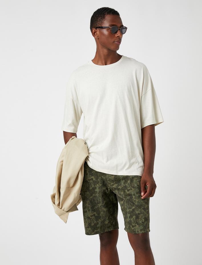  Kamuflaj Desenli Gabardin Şort