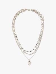 Üç Sıralı Zincir Çelik Kolye