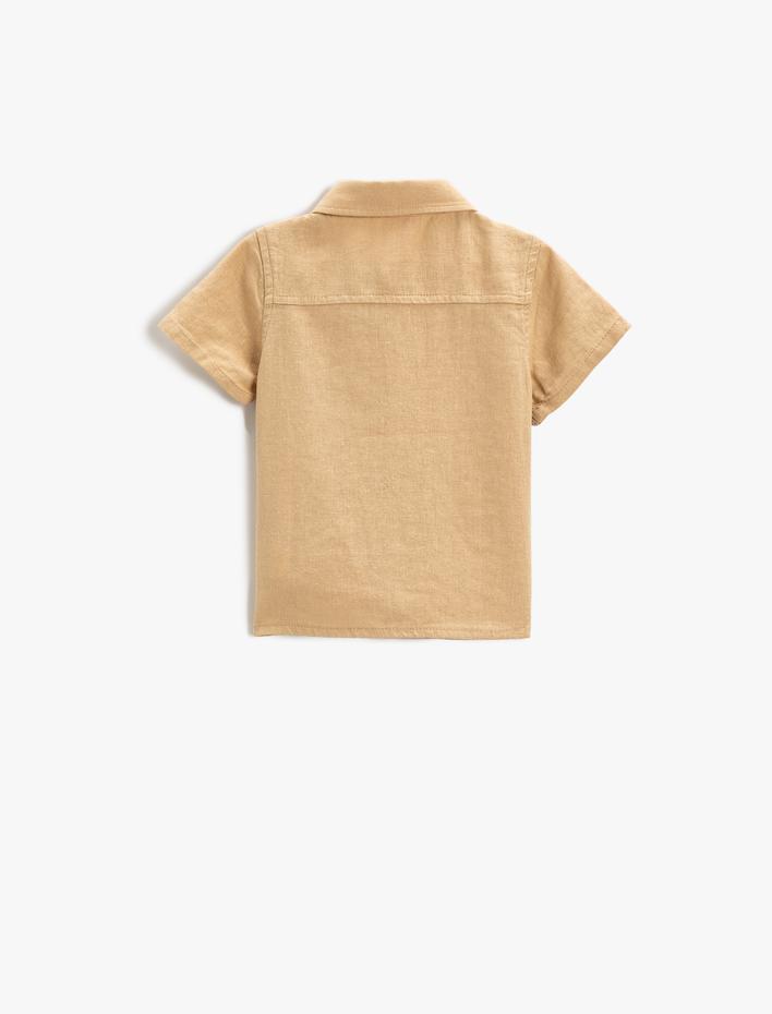 Erkek Bebek Keten Karışımlı Kısa Kollu Gömlek