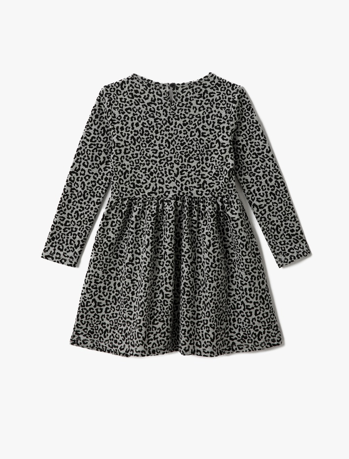 Kız Çocuk Uzun Kollu Elbise Leopar Desenli